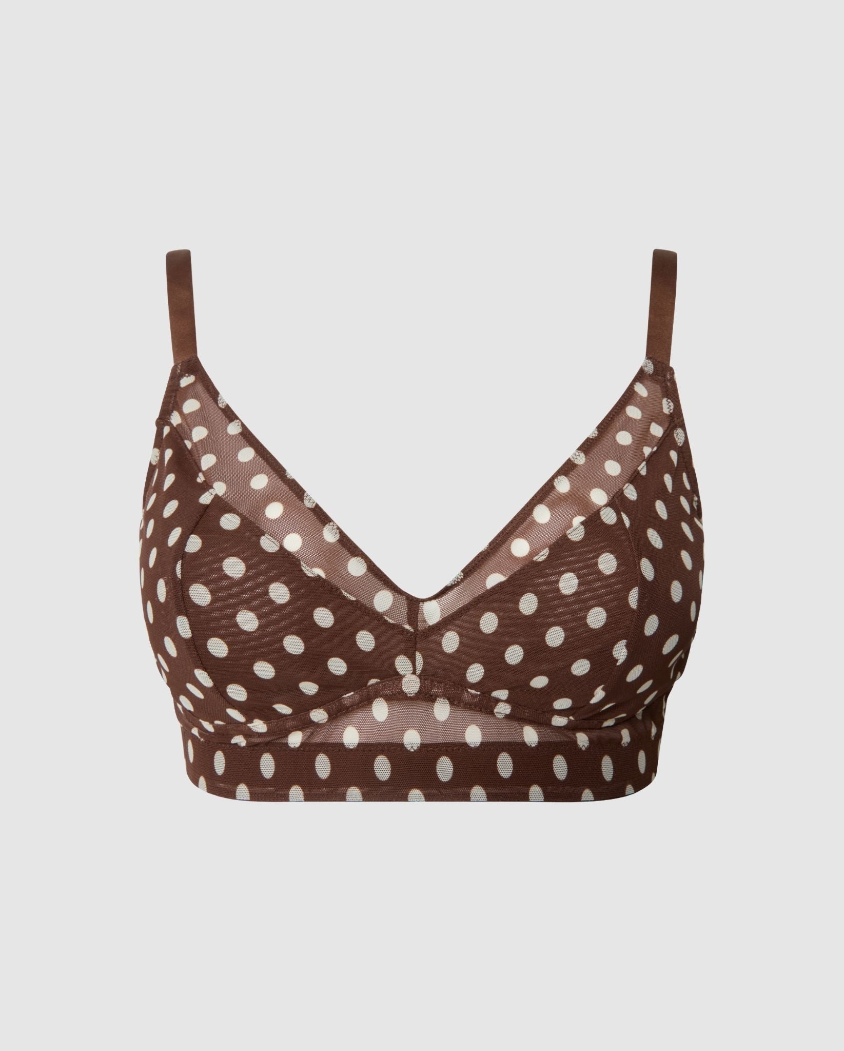 Understatement womens vegan Bra Mesh Support Brown Dot