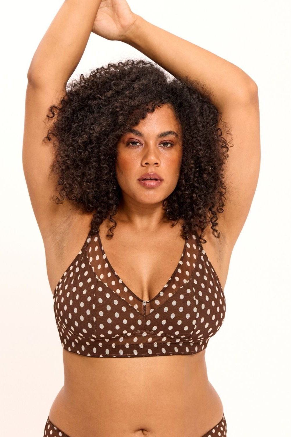 Understatement womens vegan Bra Mesh Support Plus Brown Dot