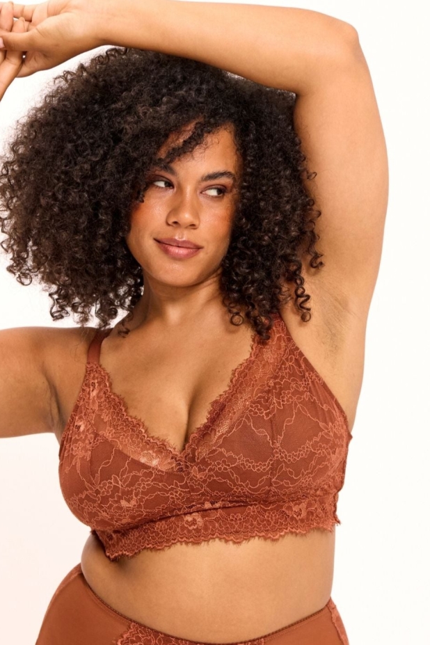 Understatement womens vegan Bra Lace Support Plus Rust