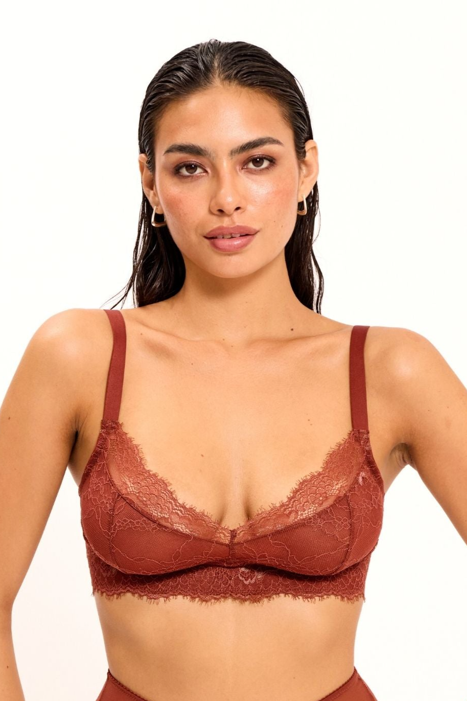 Understatement womens vegan Bra Lace Support Rust