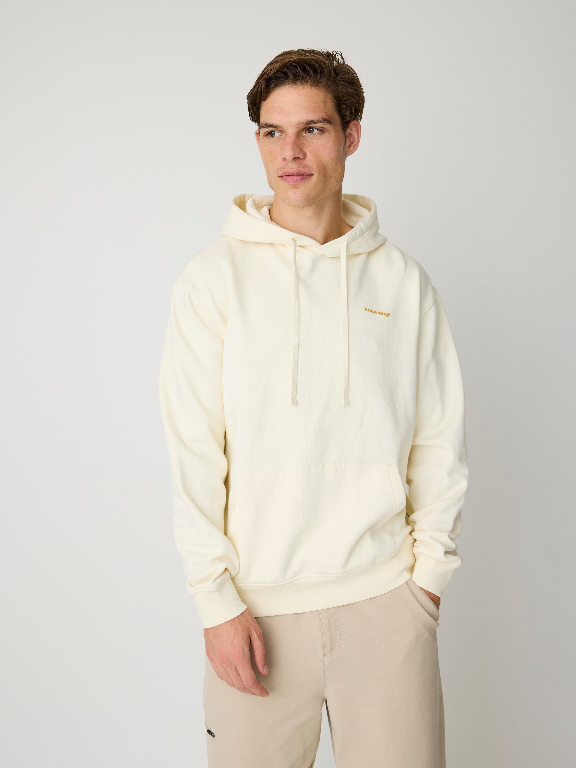 KnowledgeCotton Apparel men vegan Hoodie Relaxed Printed White Multi