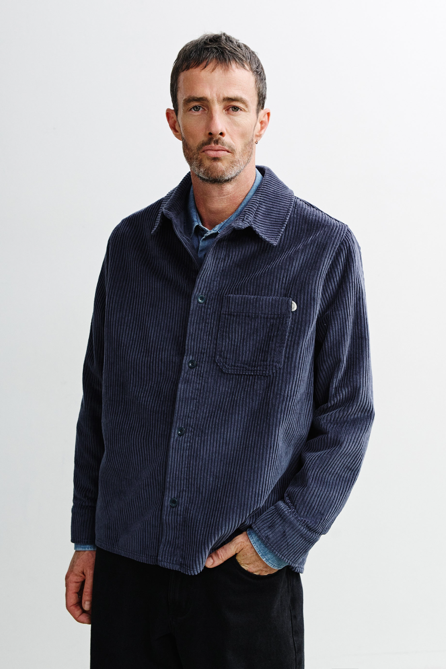 Rotholz Herren vegan Hemd Aus Cord Aschblau