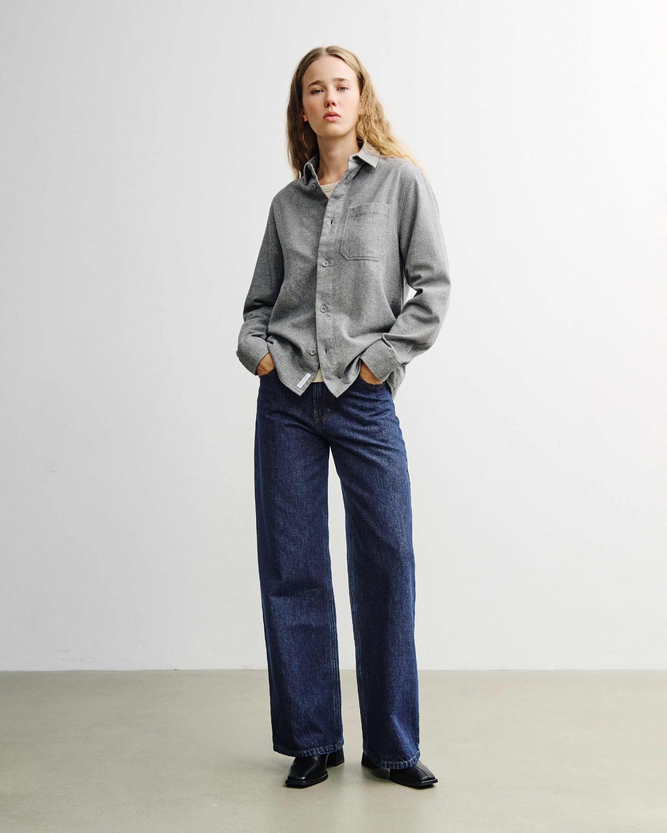 Rotholz womens vegan Shirt Flannel Light Grey