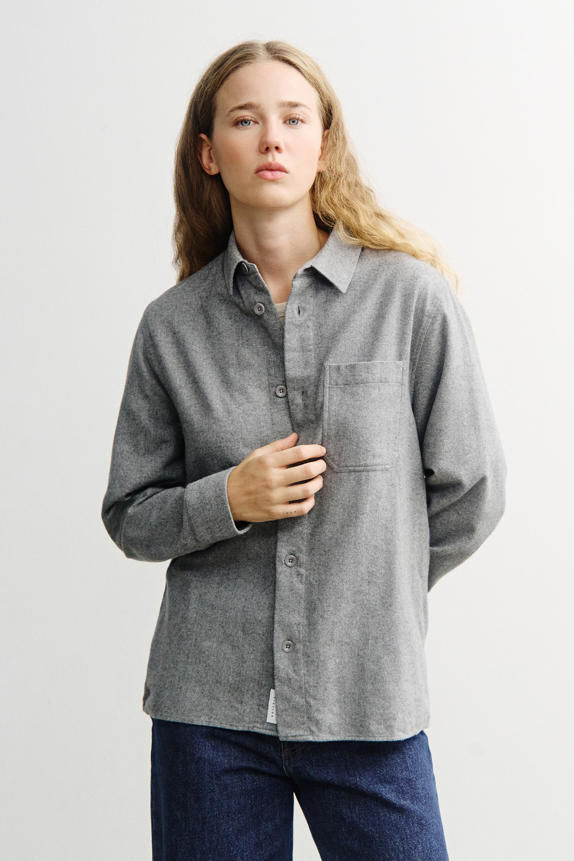 Rotholz womens vegan Shirt Flannel Light Grey