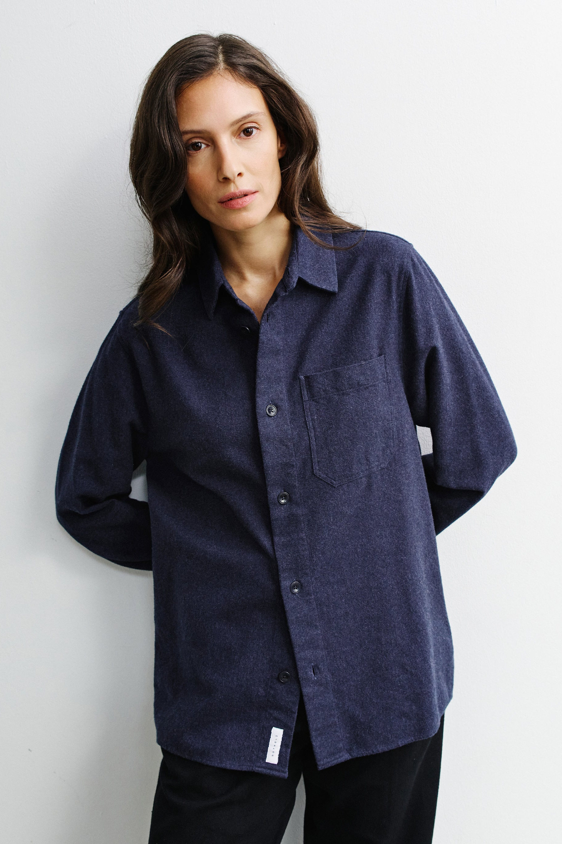 Rotholz womens vegan Shirt Flannel Dark Blue