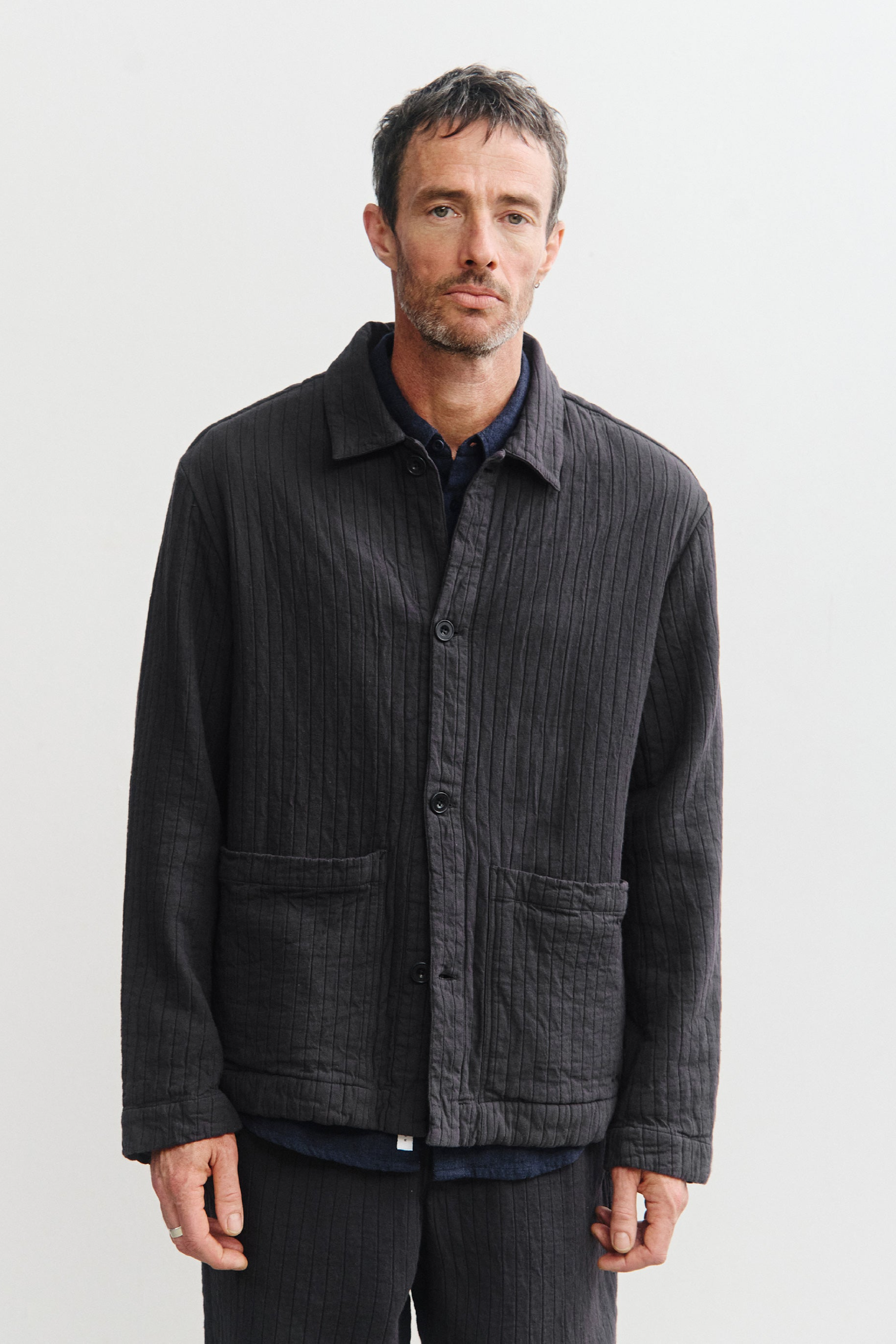 Rotholz Herren vegan Arbeitsjacke Gerippt Anthrazit
