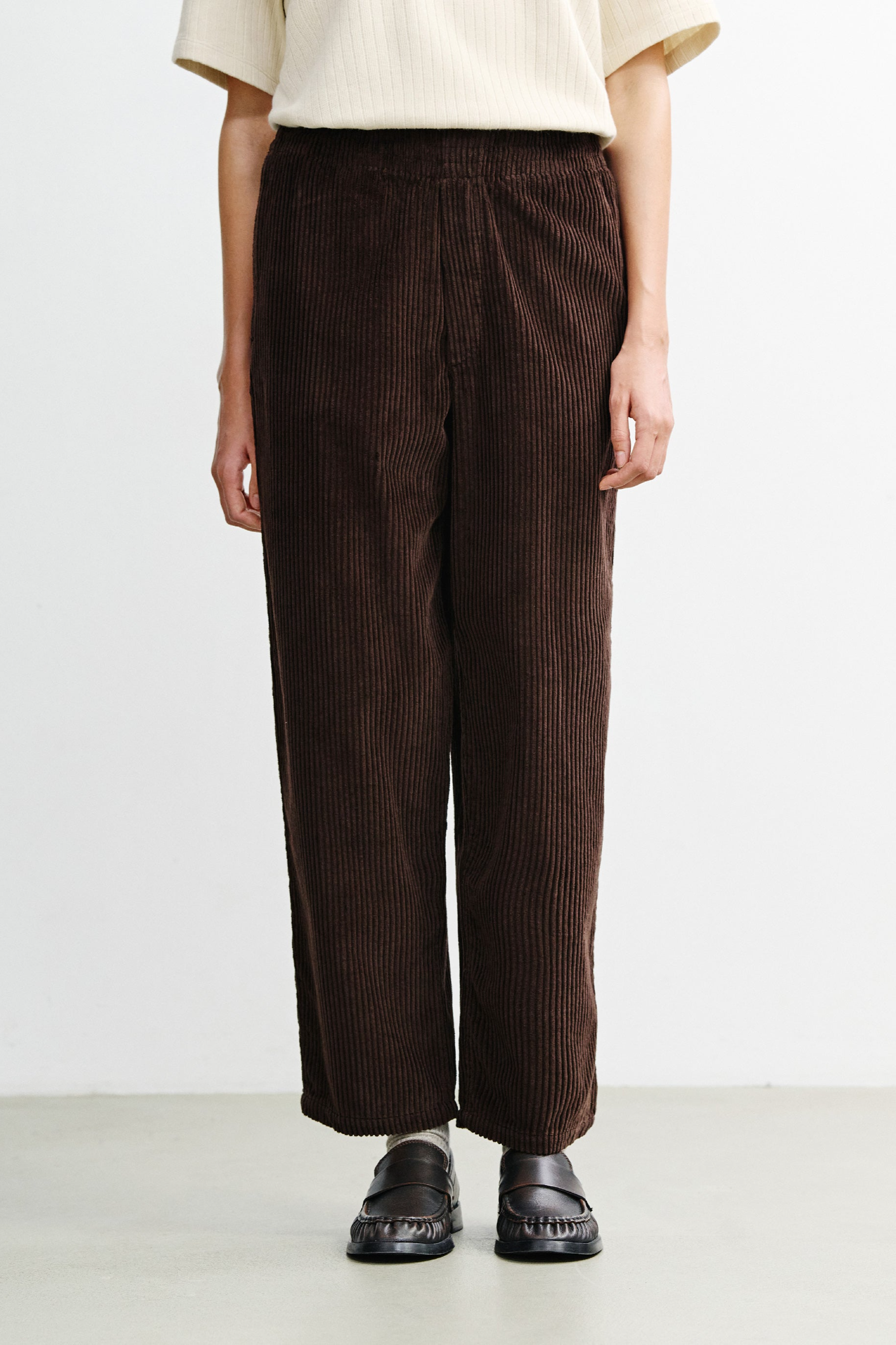 Rotholz Damen vegan Hose Mit Weitem Bein Aus Cord Braun