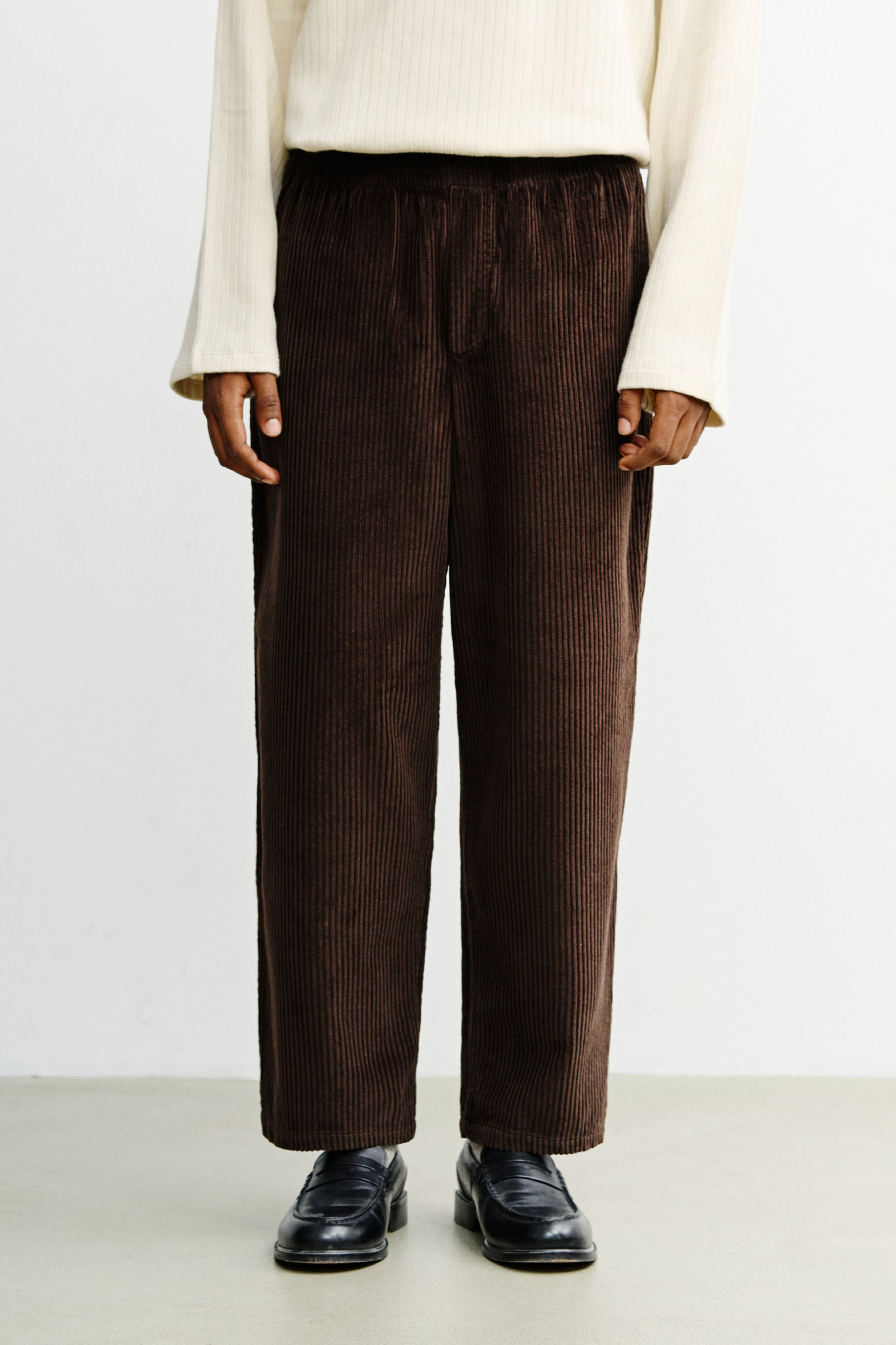 Rotholz Herren vegan Hose Mit Weitem Bein Cord, Braun