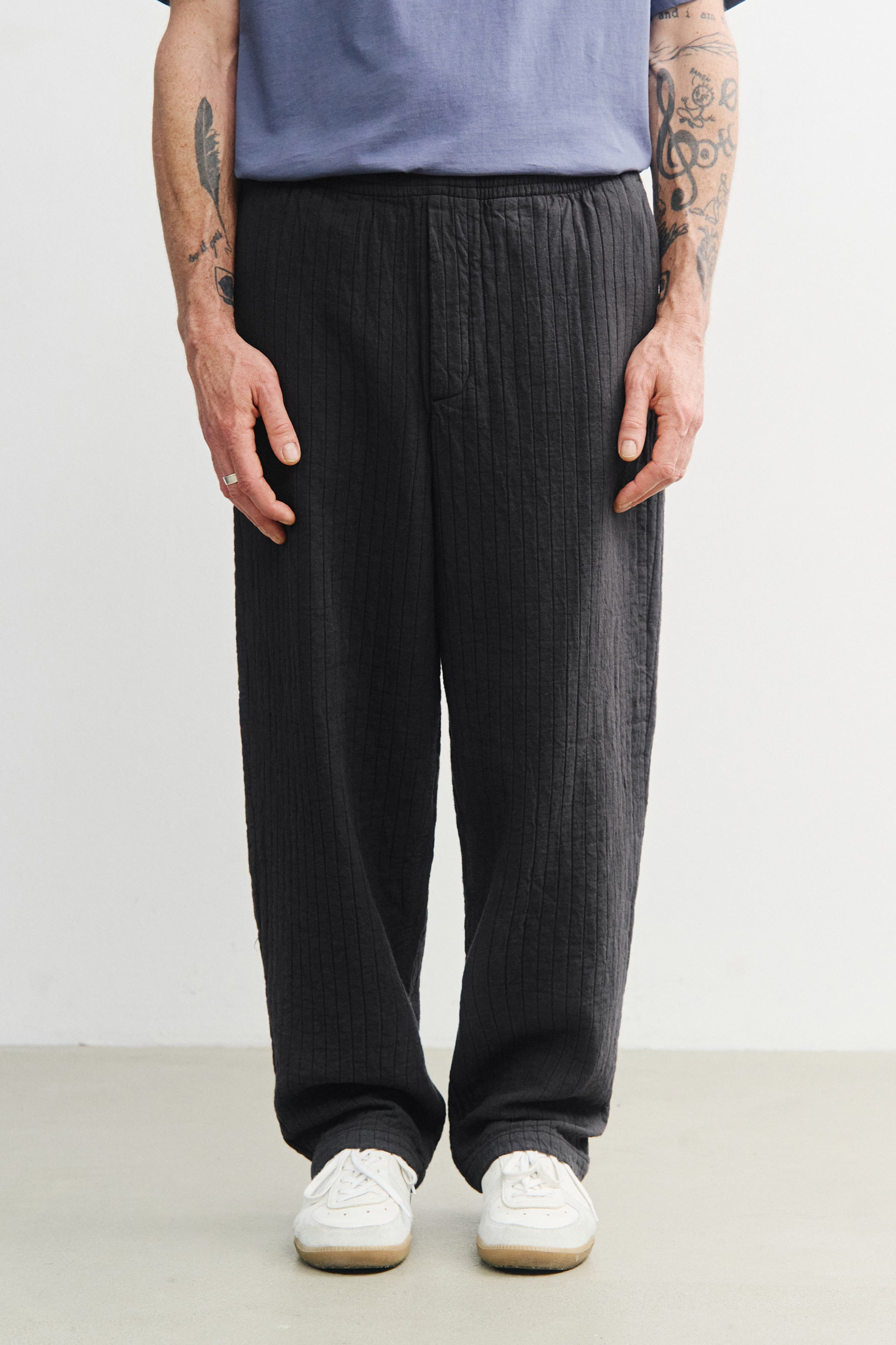 Rotholz men vegan Pants Wide Leg Ribbed Anthracite