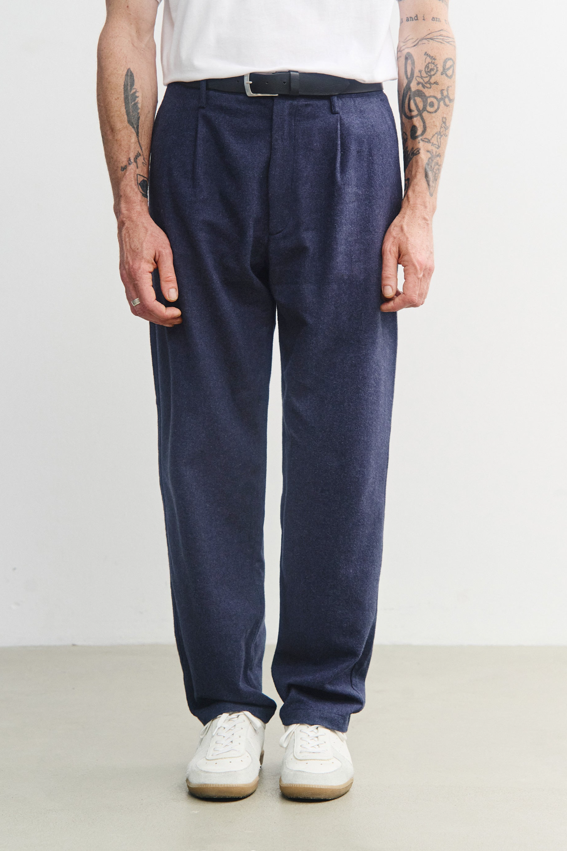 Rotholz Herren vegan Alltags-Flanellhose Dunkelblau