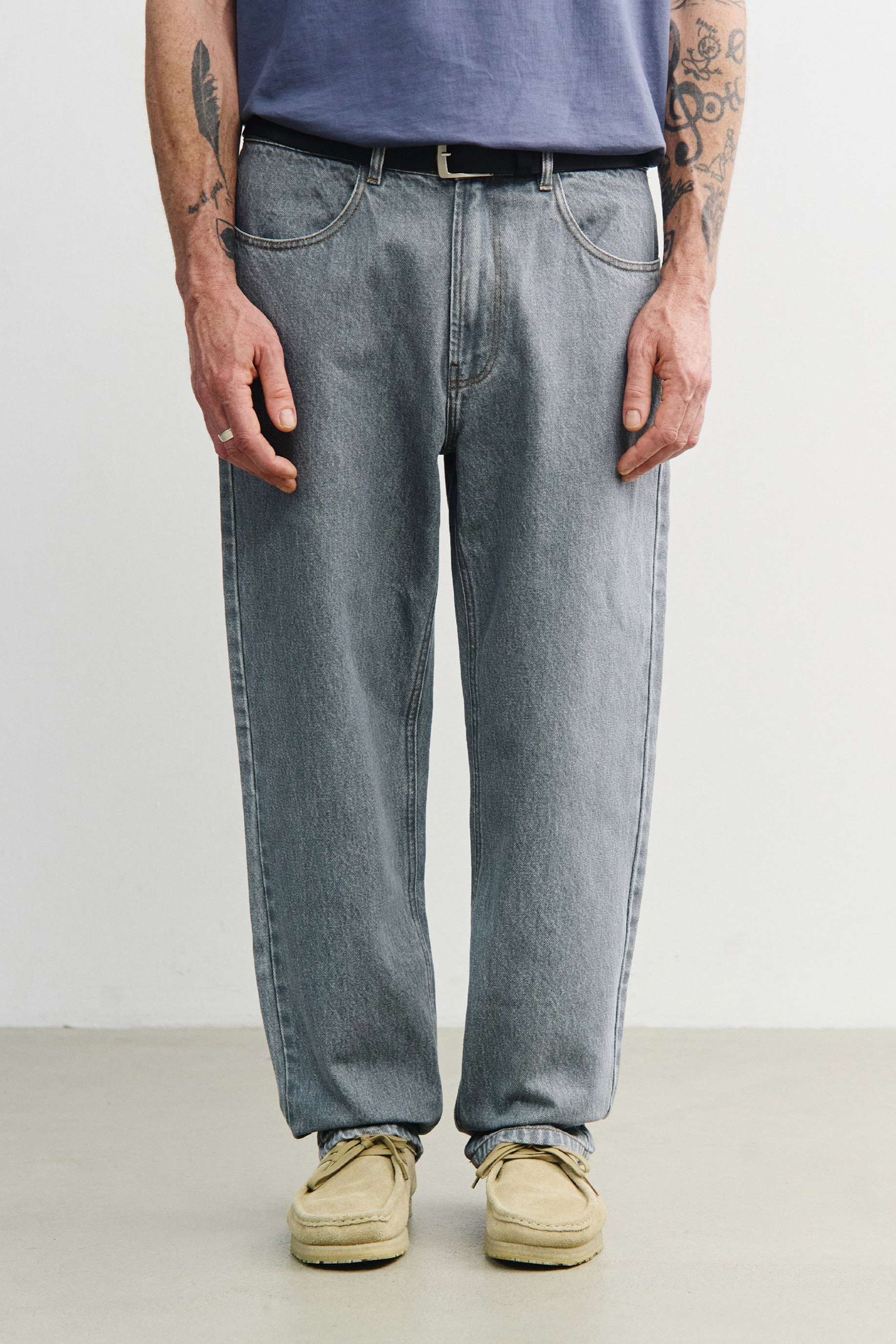 Rotholz Herren vegan Jeans Mit Geradem Bein Grau