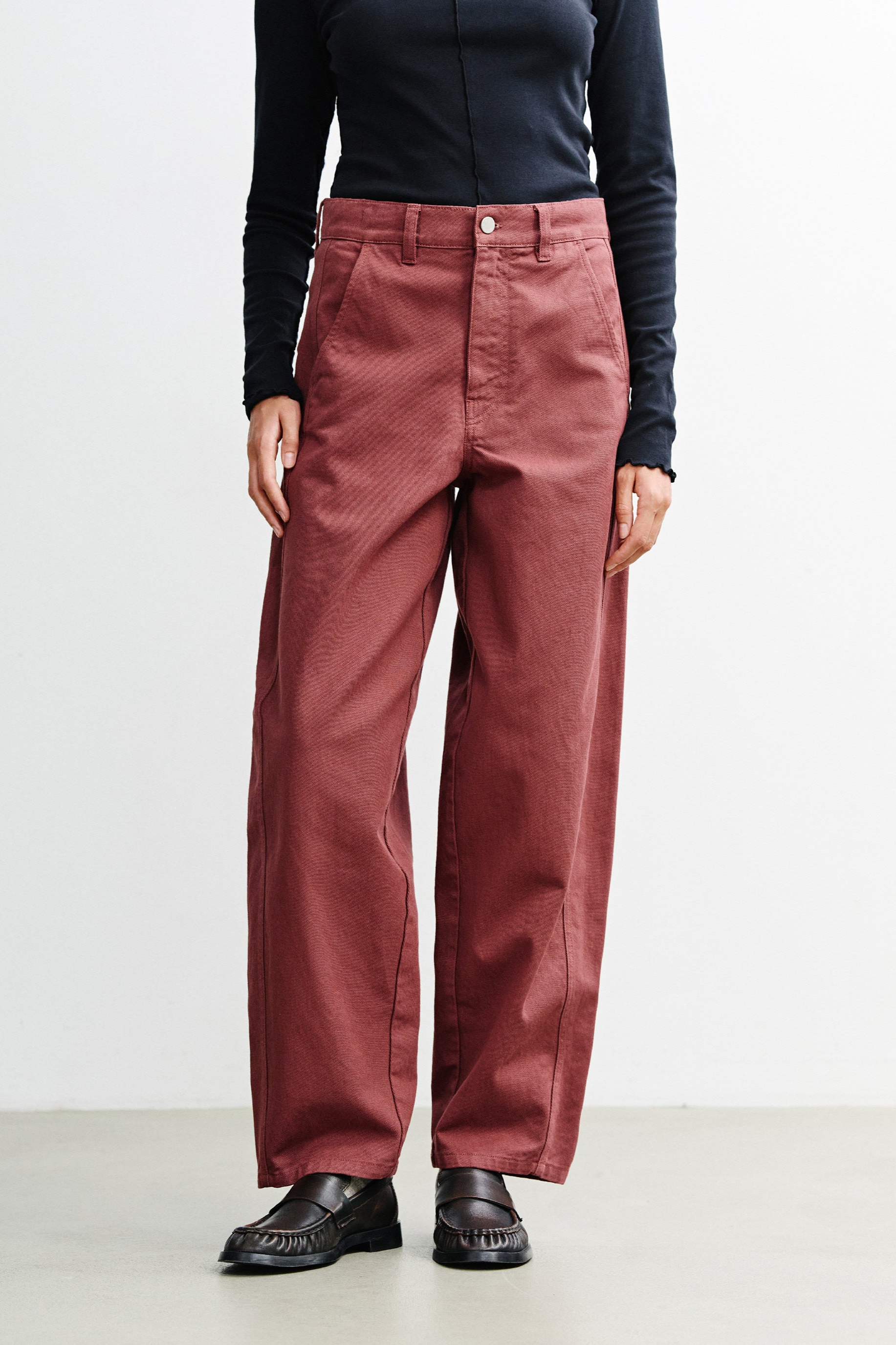 Rotholz Damen vegan Hose Barrel Leg Rot