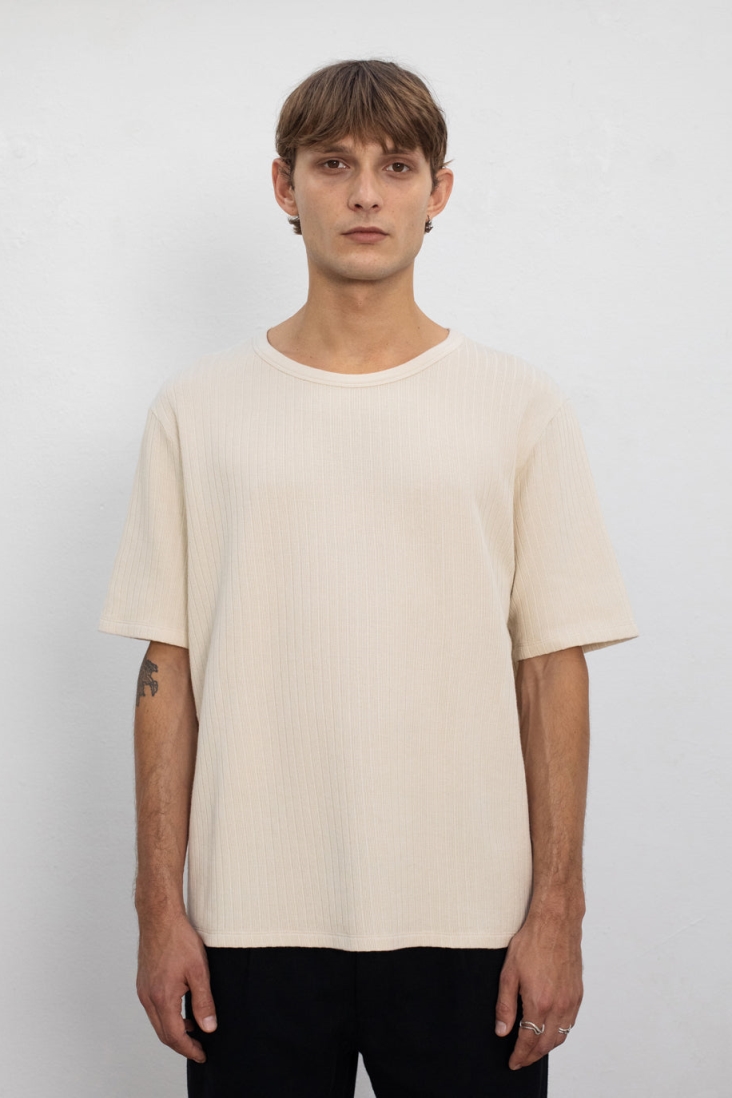 Rotholz men vegan T-Shirt Ribbed Cream