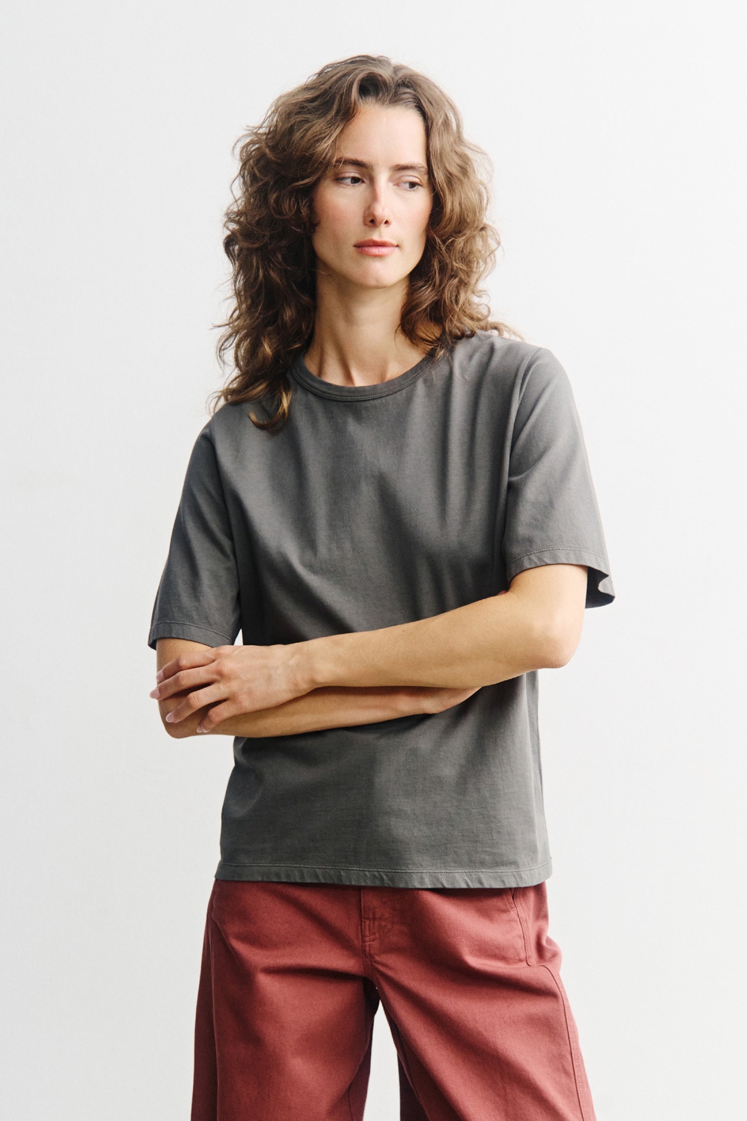 Rotholz Damen vegan T-Shirt Aus Piqu&Atilde;&copy; Grau