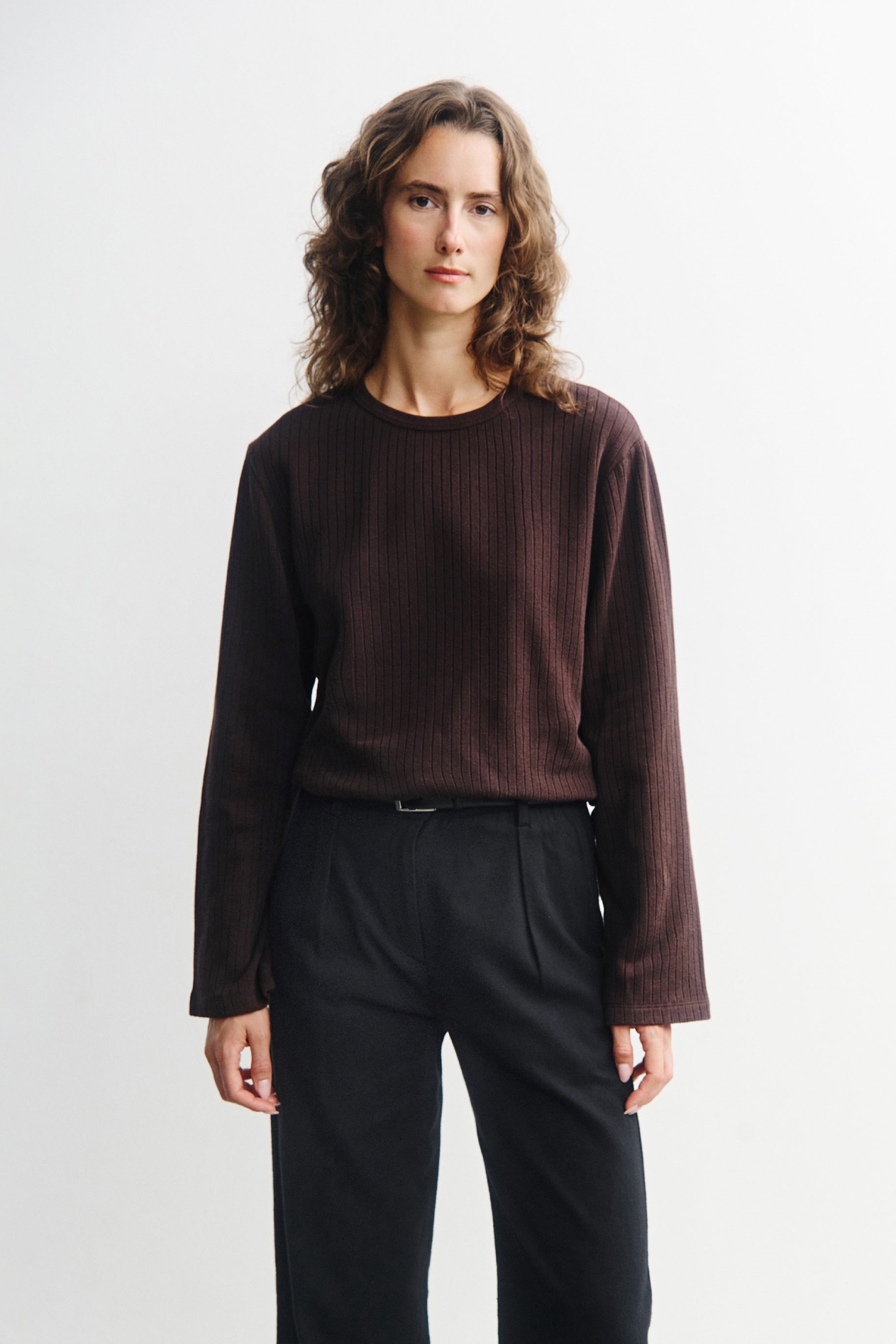 Rotholz Damen vegan Langarm Shirt Oversize Braun