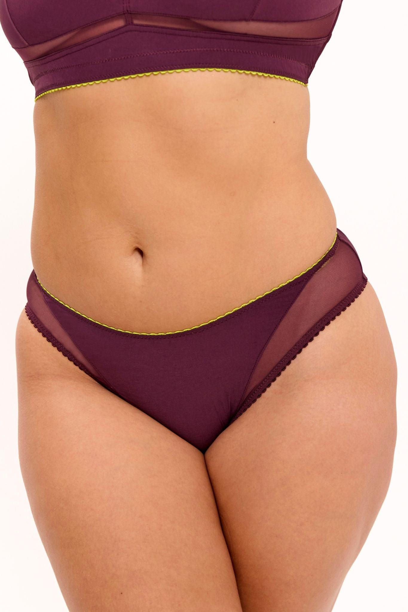 Understatement womens vegan Briefs Opaque Mesh Midi Cherry