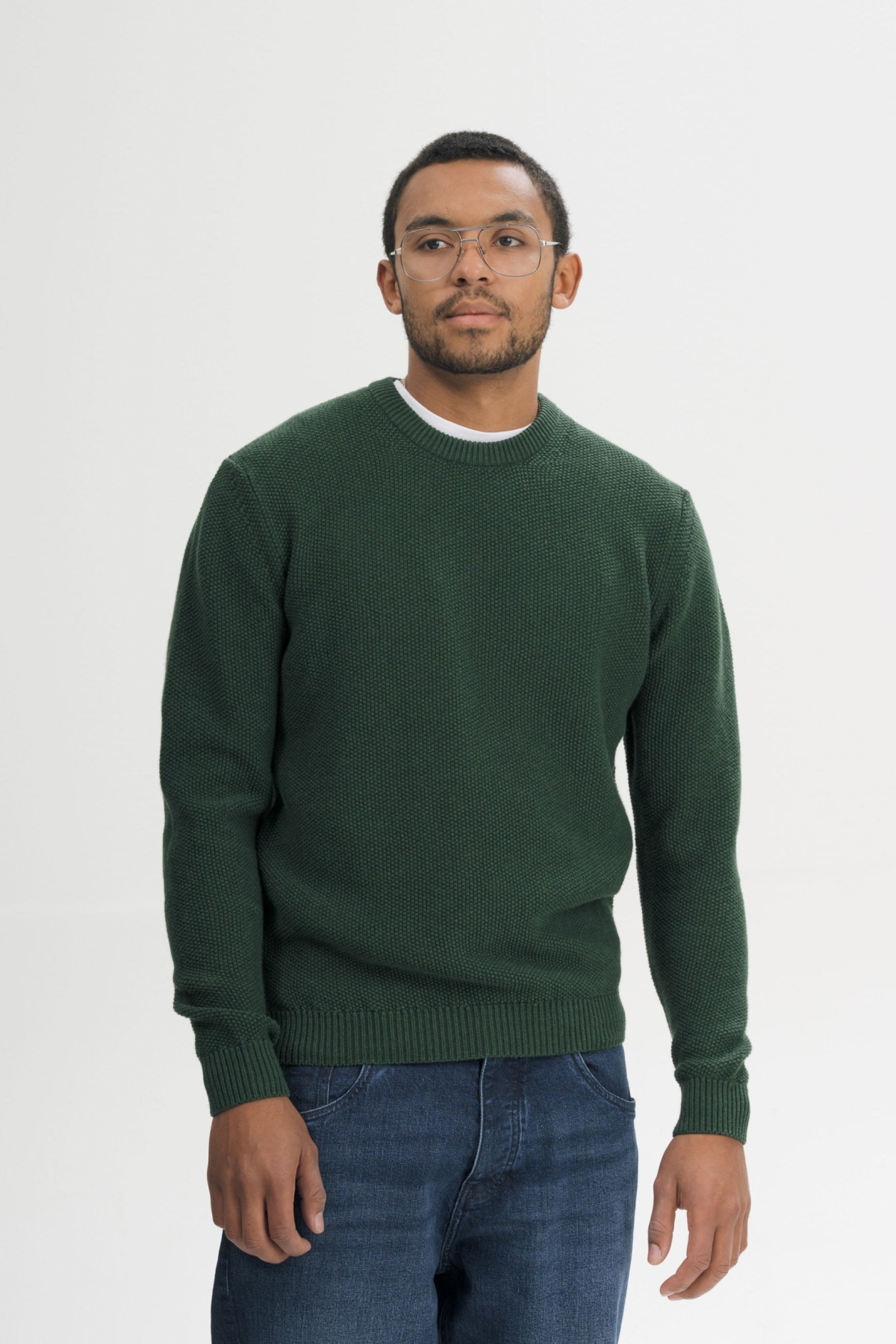MELA Herren vegan Strickpullover Structured Vareen In Der Farbe Deep Forest nge