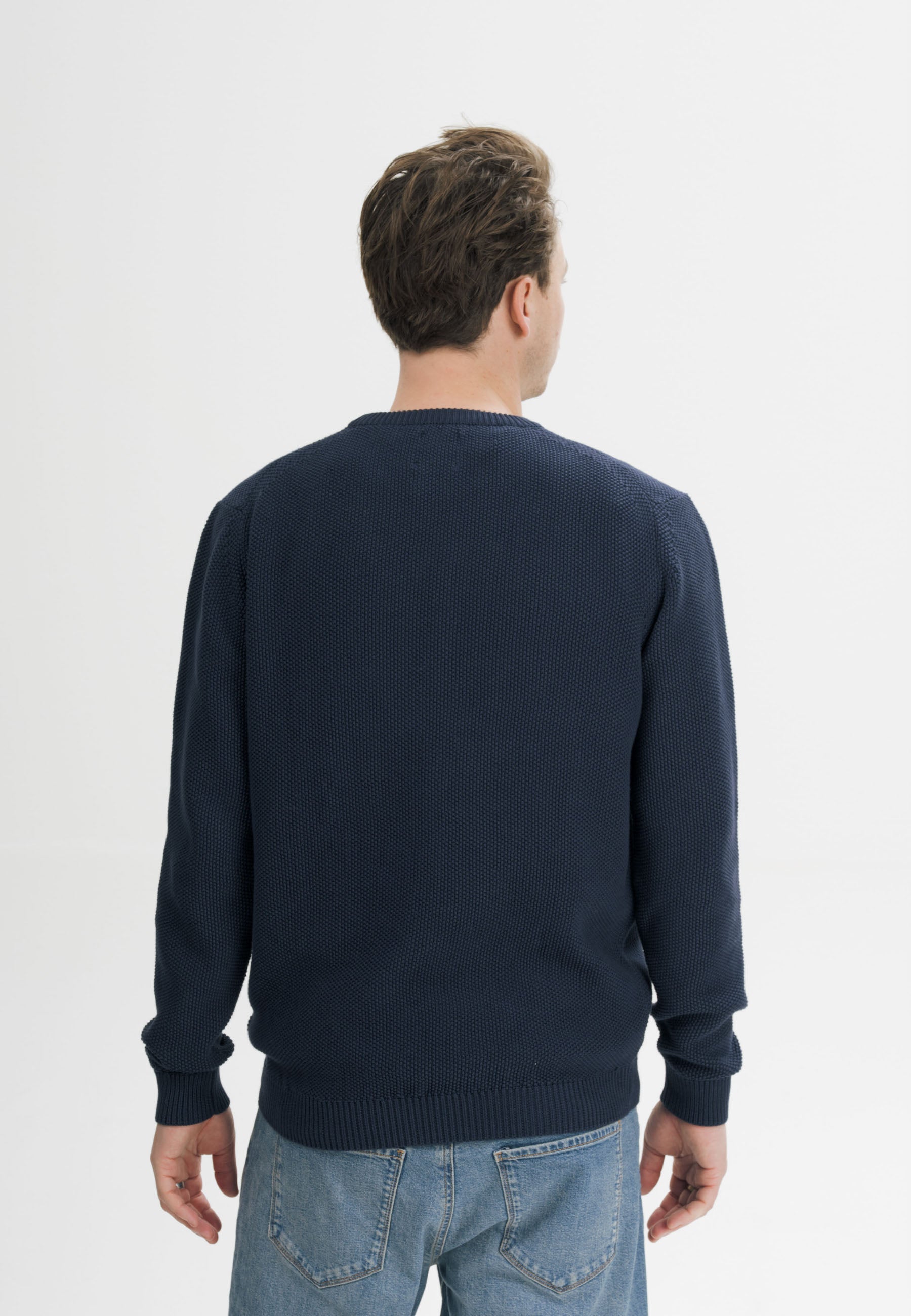 MELA men vegan Knit Sweater Structured Vareen Navy