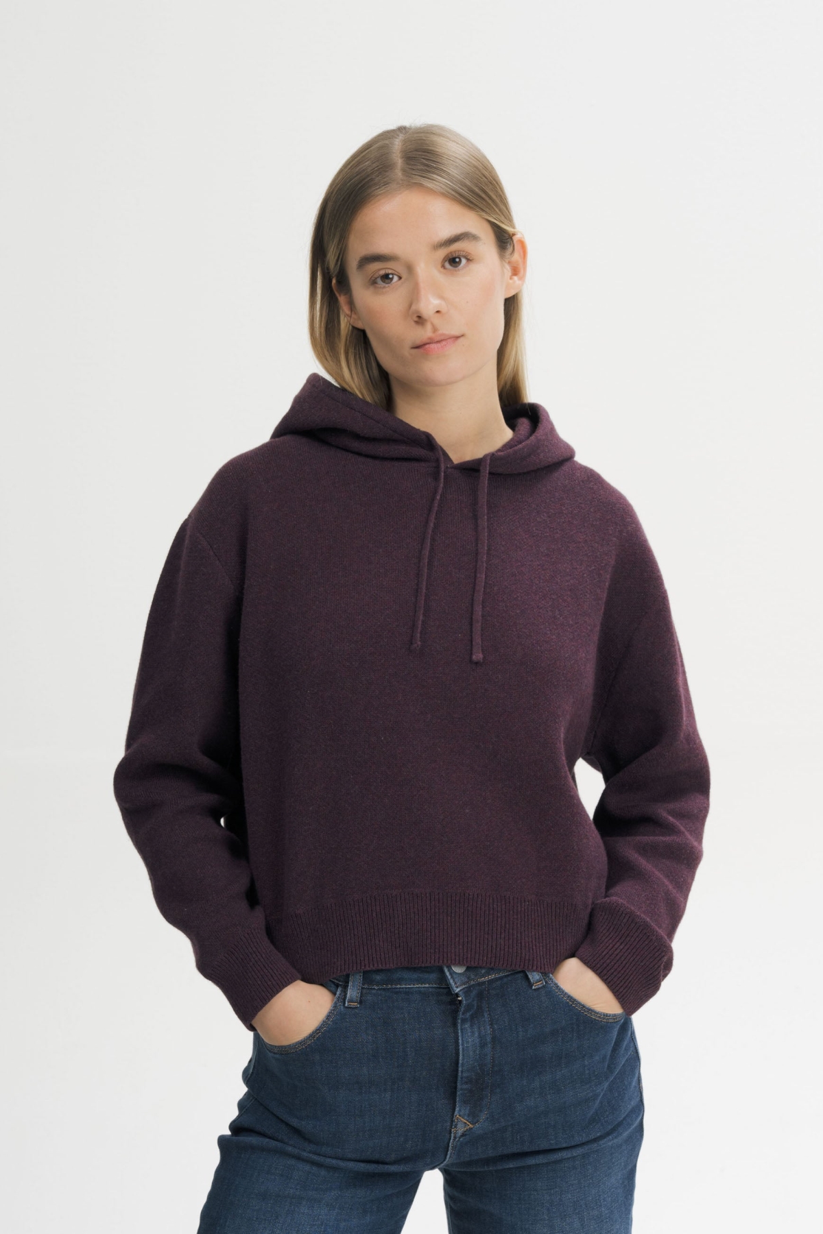 MELA Damen vegan Strick Hoodie Janisha Elderberry nge