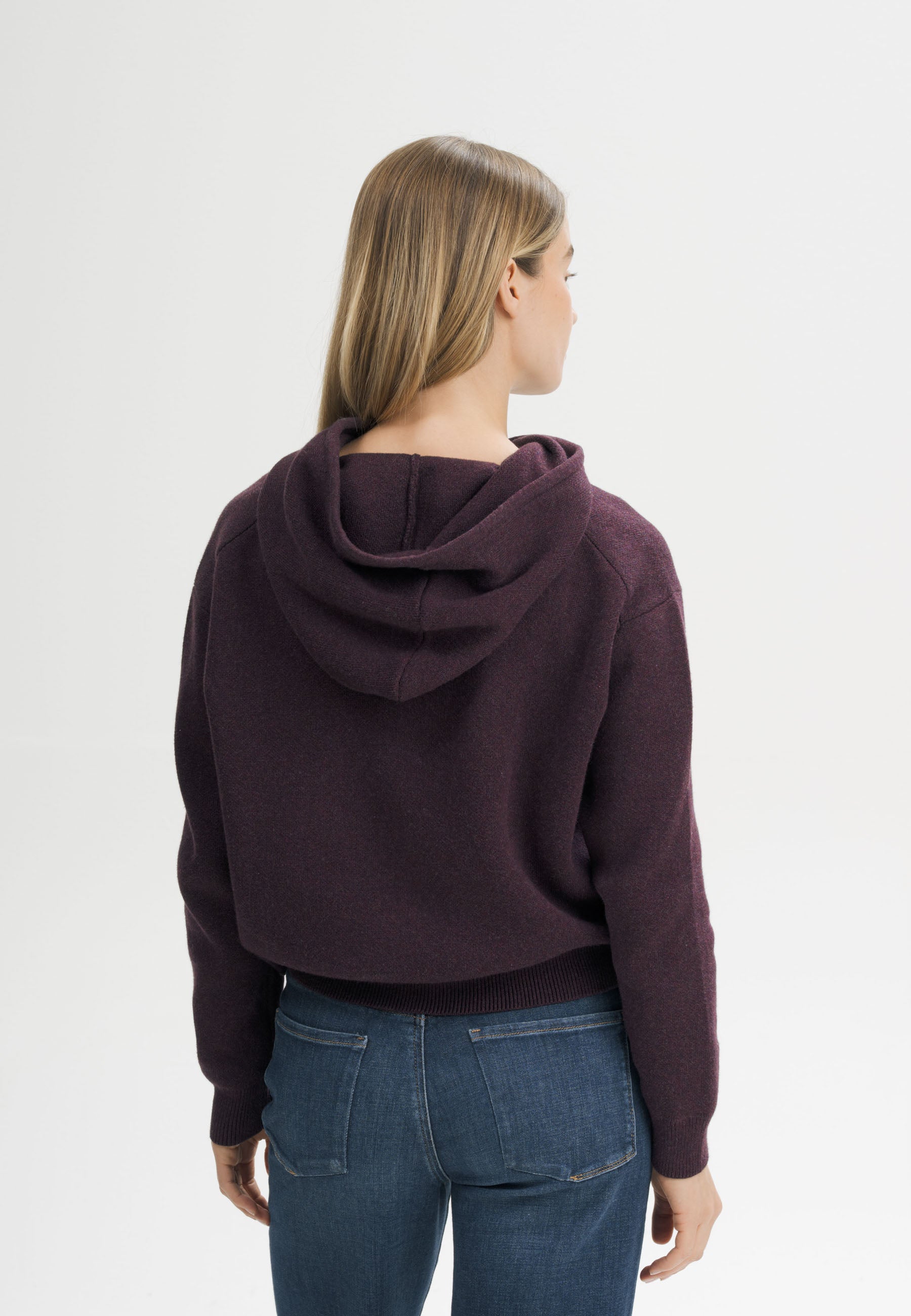 MELA womens vegan Knit Hoodie Janisha Elderberry Melange