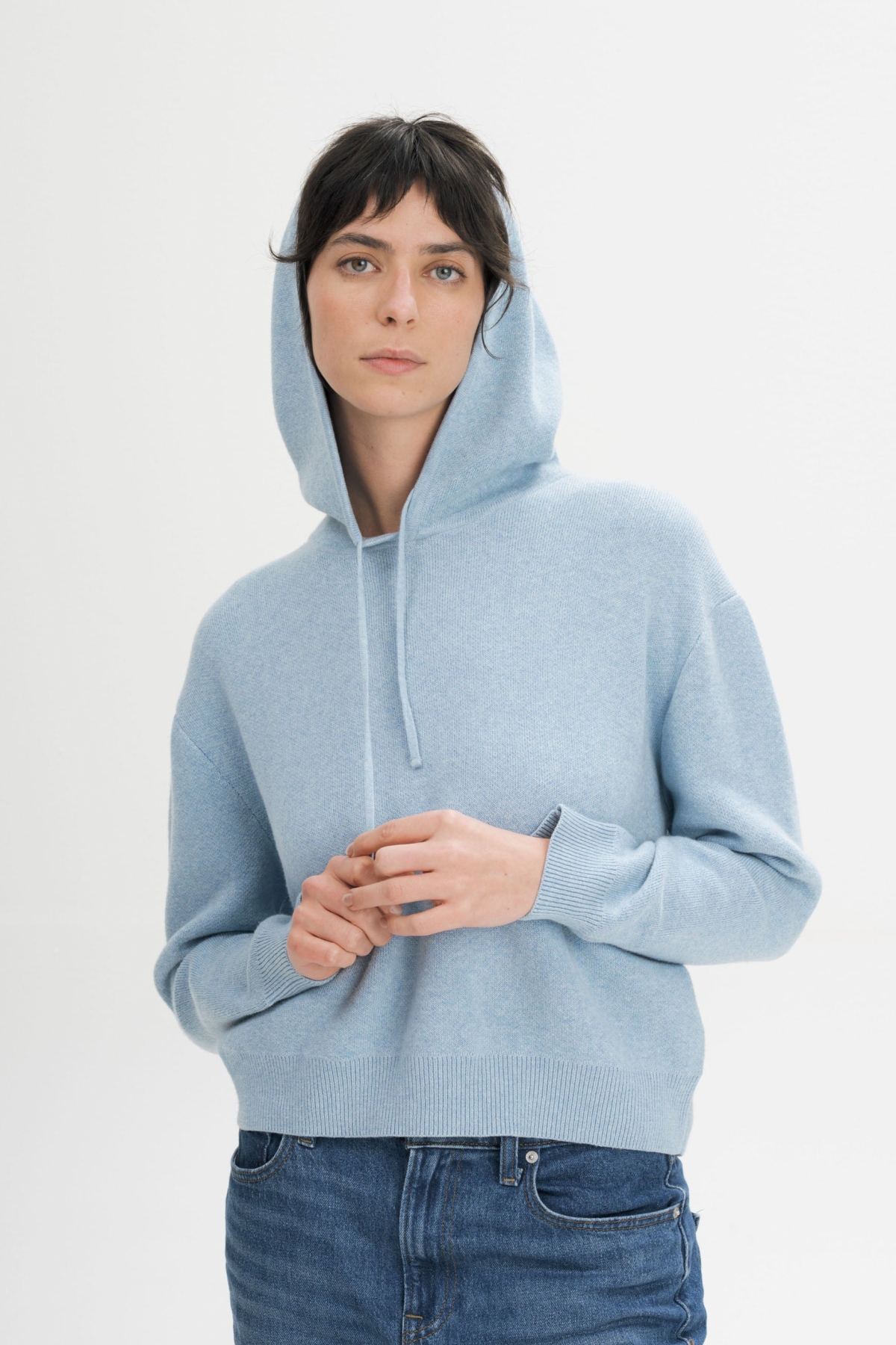 MELA Damen vegan Strick Hoodie Janisha Salty Blue nge