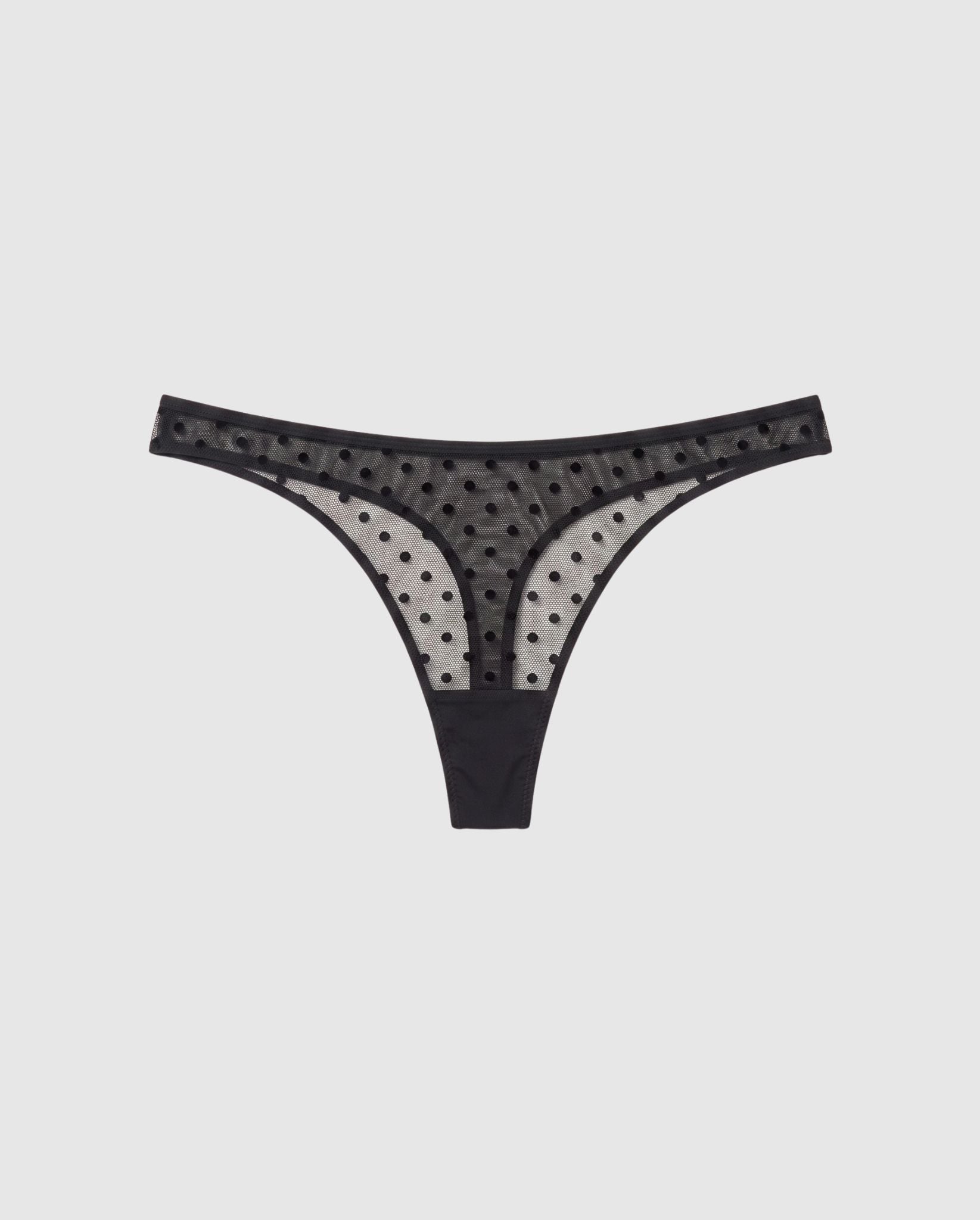Understatement womens vegan Thong Mesh Dipped Black Dots