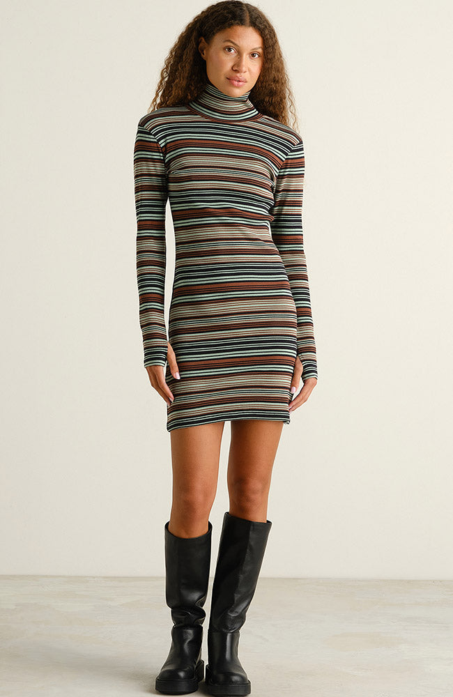 DEDICATED womens vegan Dress Lunsen Stripe Green