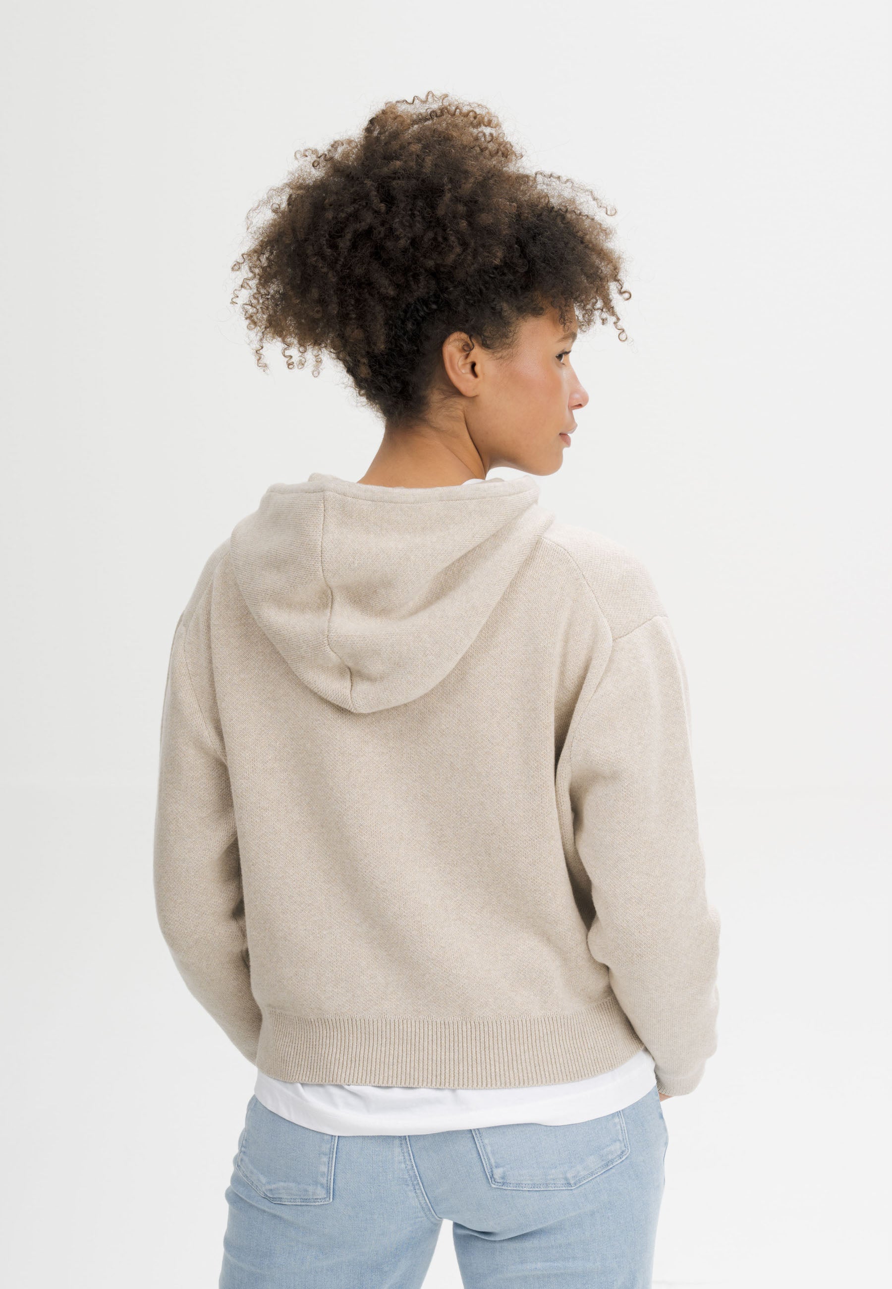 MELA womens vegan Knit Hoodie Janisha Pebble Melange