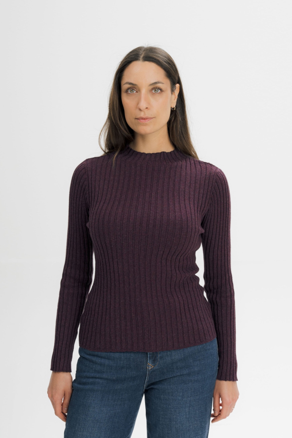 MELA womens vegan Knit Sweater Namari Elderberry Melange