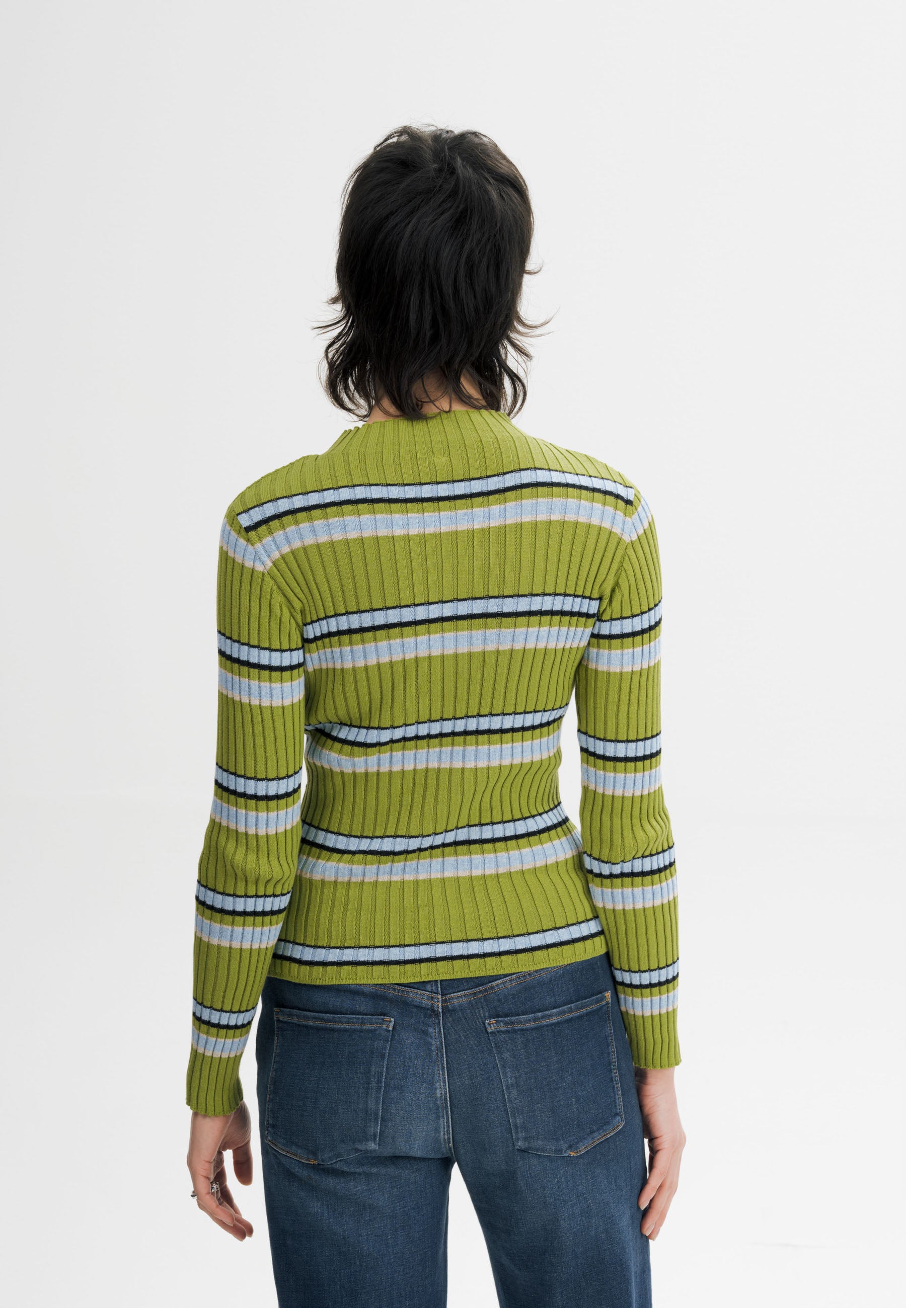 MELA womens vegan Knit Sweater Namari Mixed Nature Striped