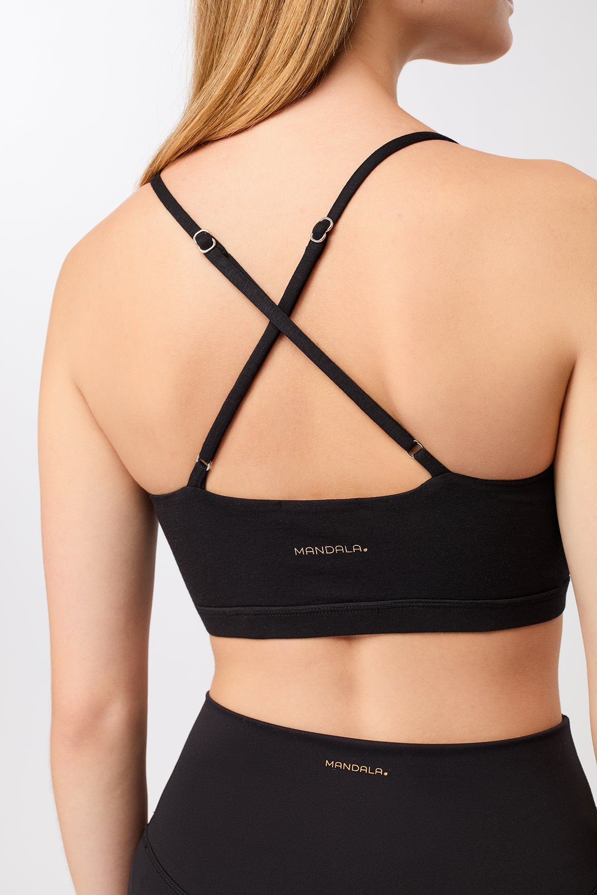 MANDALA womens vegan Sports Bra Comfort Black