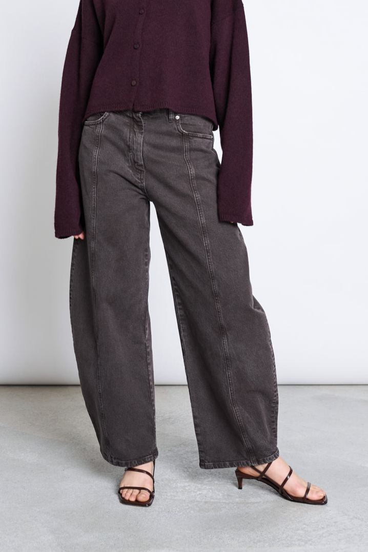 JAN 'N JUNE womens vegan Jeans Barrel Leg Denim Faya Mud
