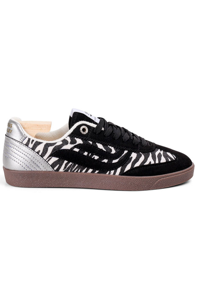 Genesis womens vegan Sneakers G-Volley Animal Print Black/ Zebra/ Silver