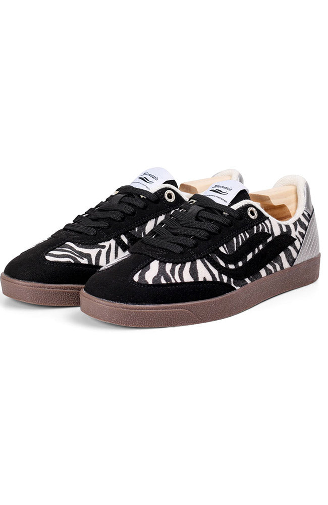 Genesis womens vegan Sneakers G-Volley Animal Print Black/ Zebra/ Silver