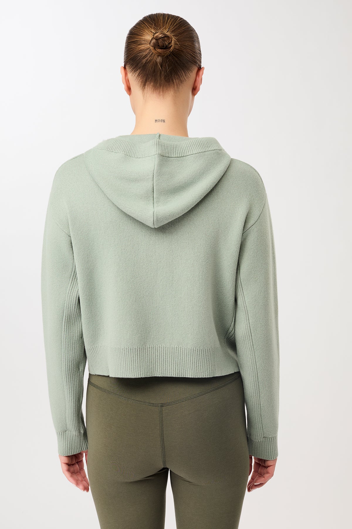 MANDALA womens vegan Jacket Knitted Hoodie Desert Green