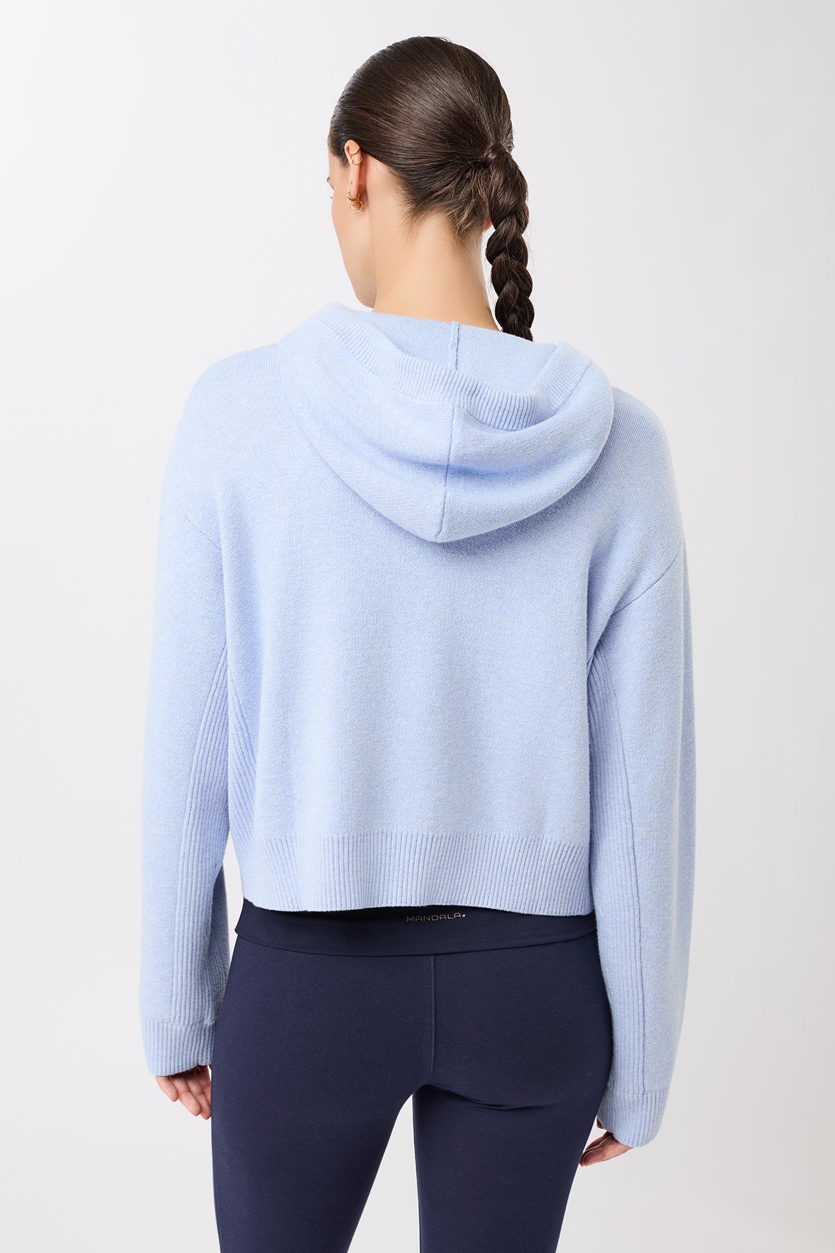 MANDALA womens vegan Jacket Knitted Hoodie Blue