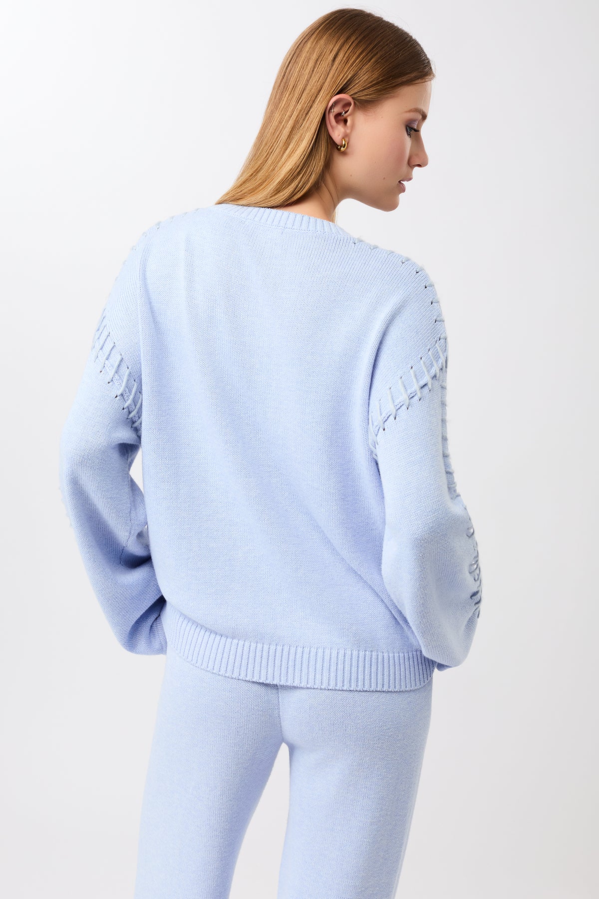MANDALA womens vegan Knitted Sweater Loose Halcyon Blue