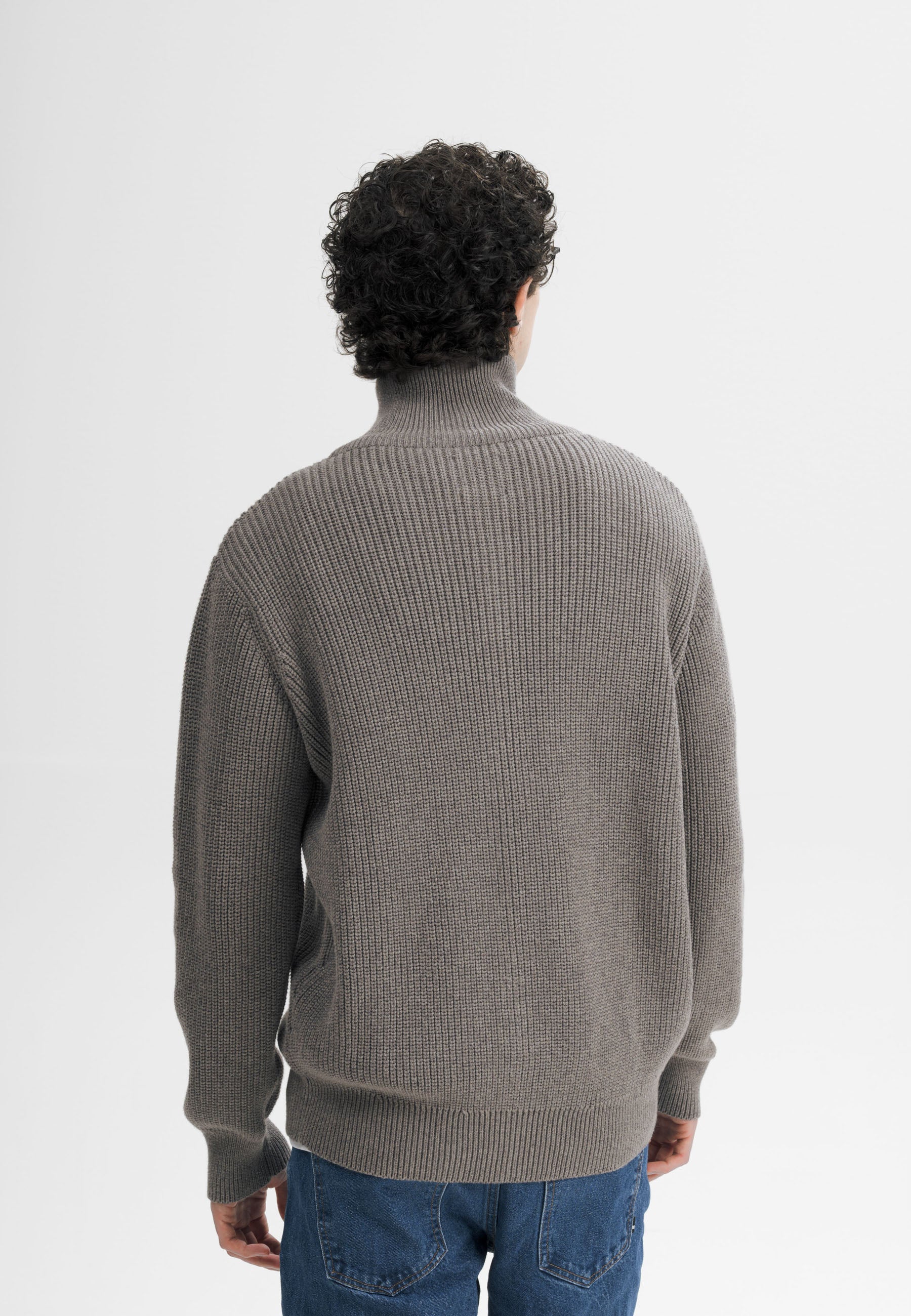 MELA men vegan Knit Jacket Ribbed Taksh Bear Melange