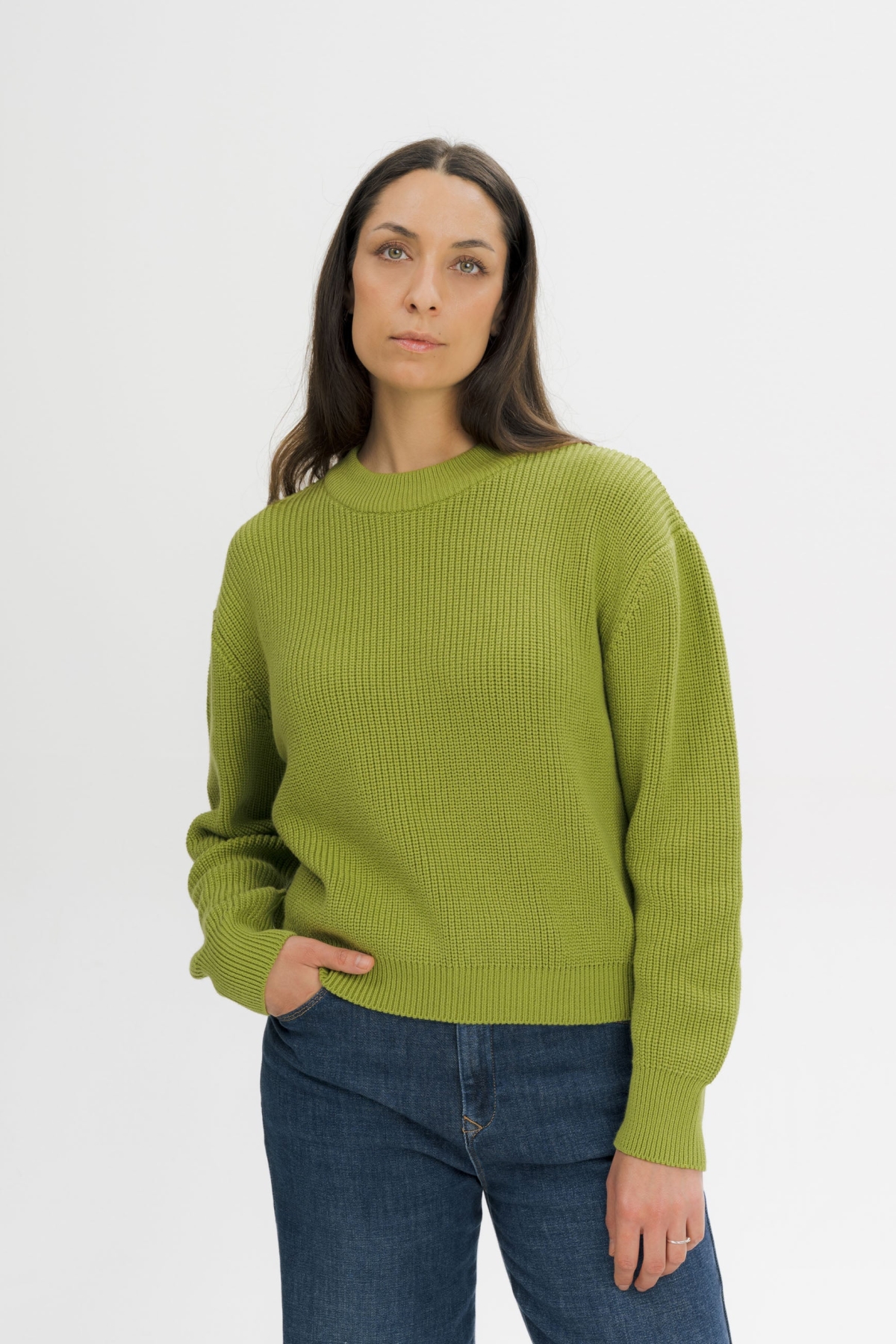 MELA womens vegan Knit Sweater Rib Adah Seaweed
