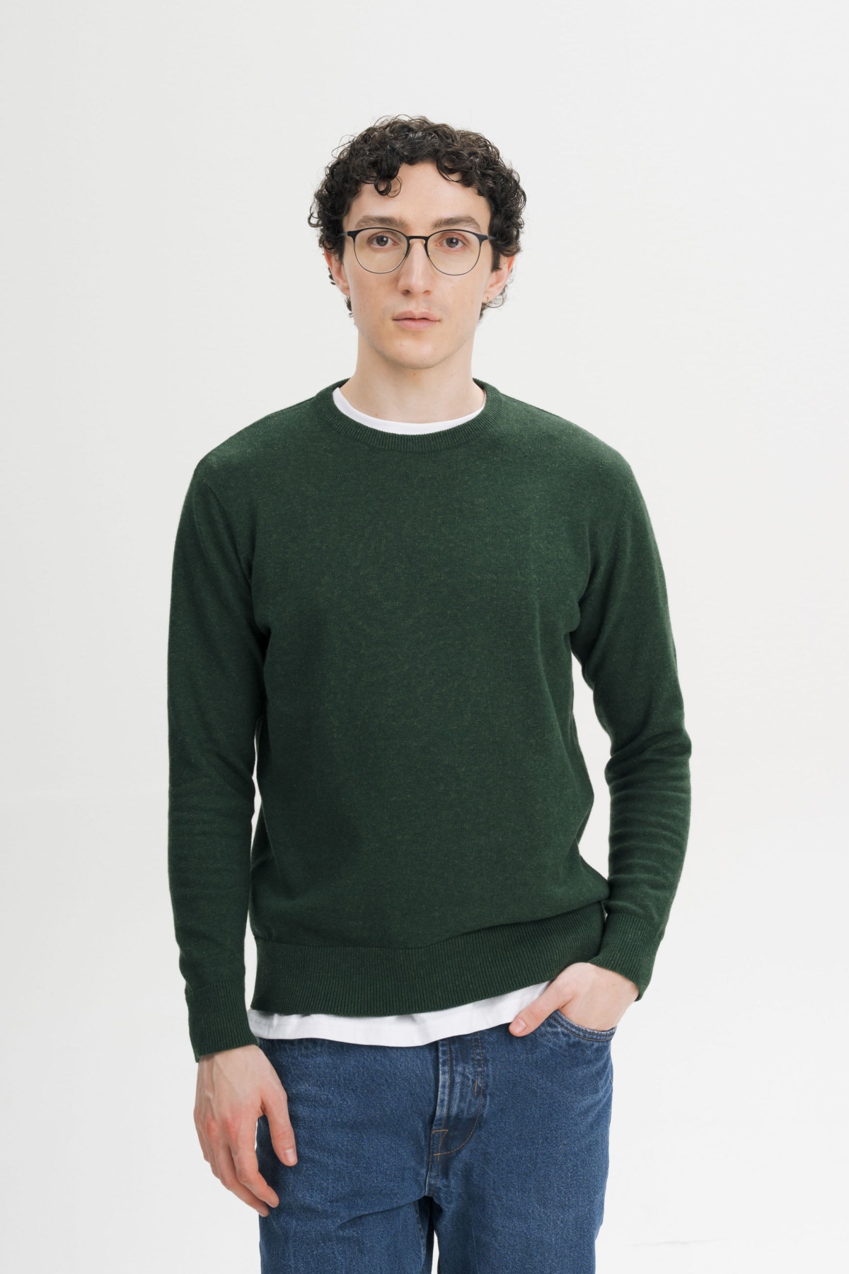 MELA Herren vegan Feinstrickpullover Deep Forest nge