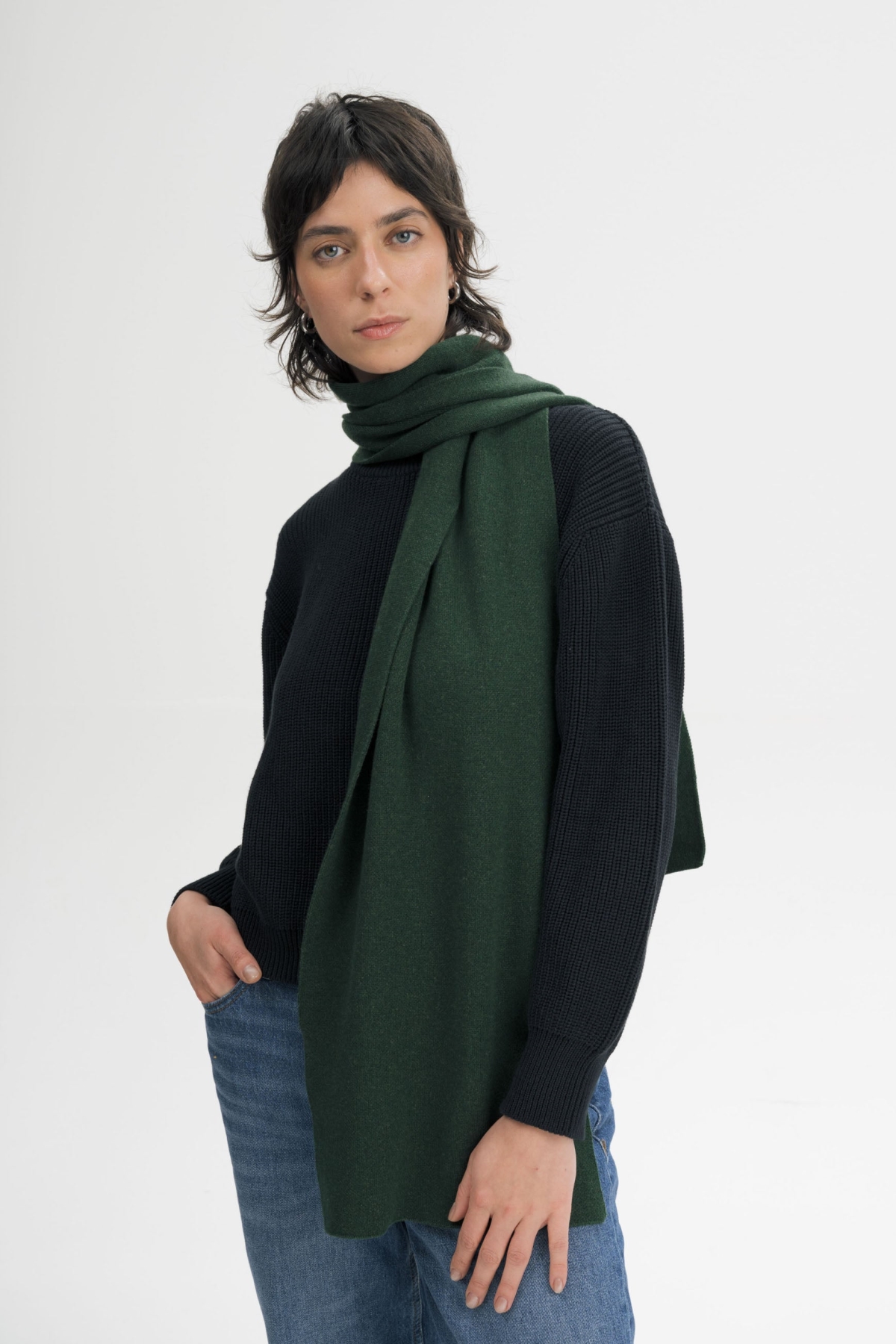 MELA men vegan Scarf Asmee Deep Forest Melange