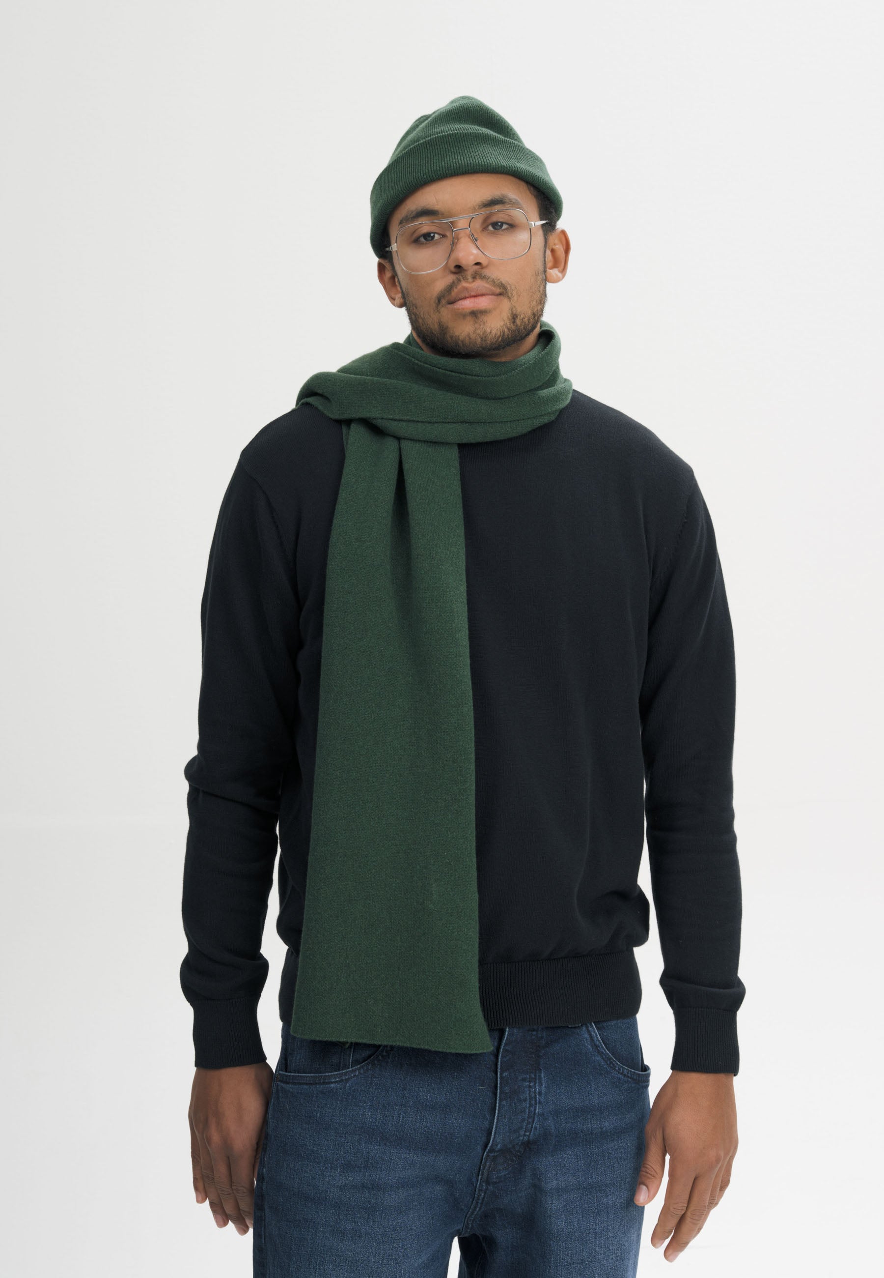 MELA men vegan Scarf Asmee Deep Forest Melange