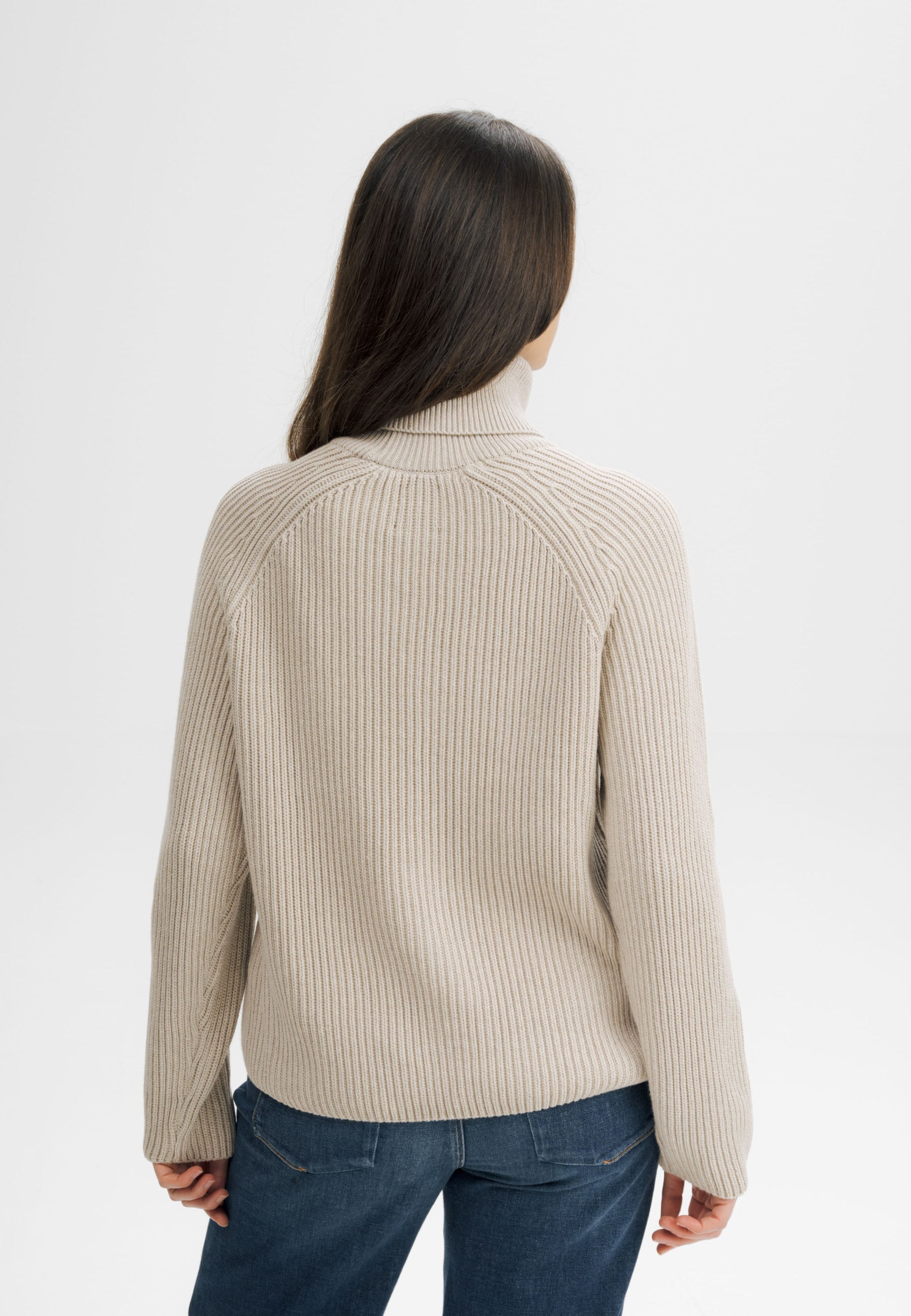 MELA womens vegan Knit Sweater Rib Turtleneck Chirha Pebble Melange