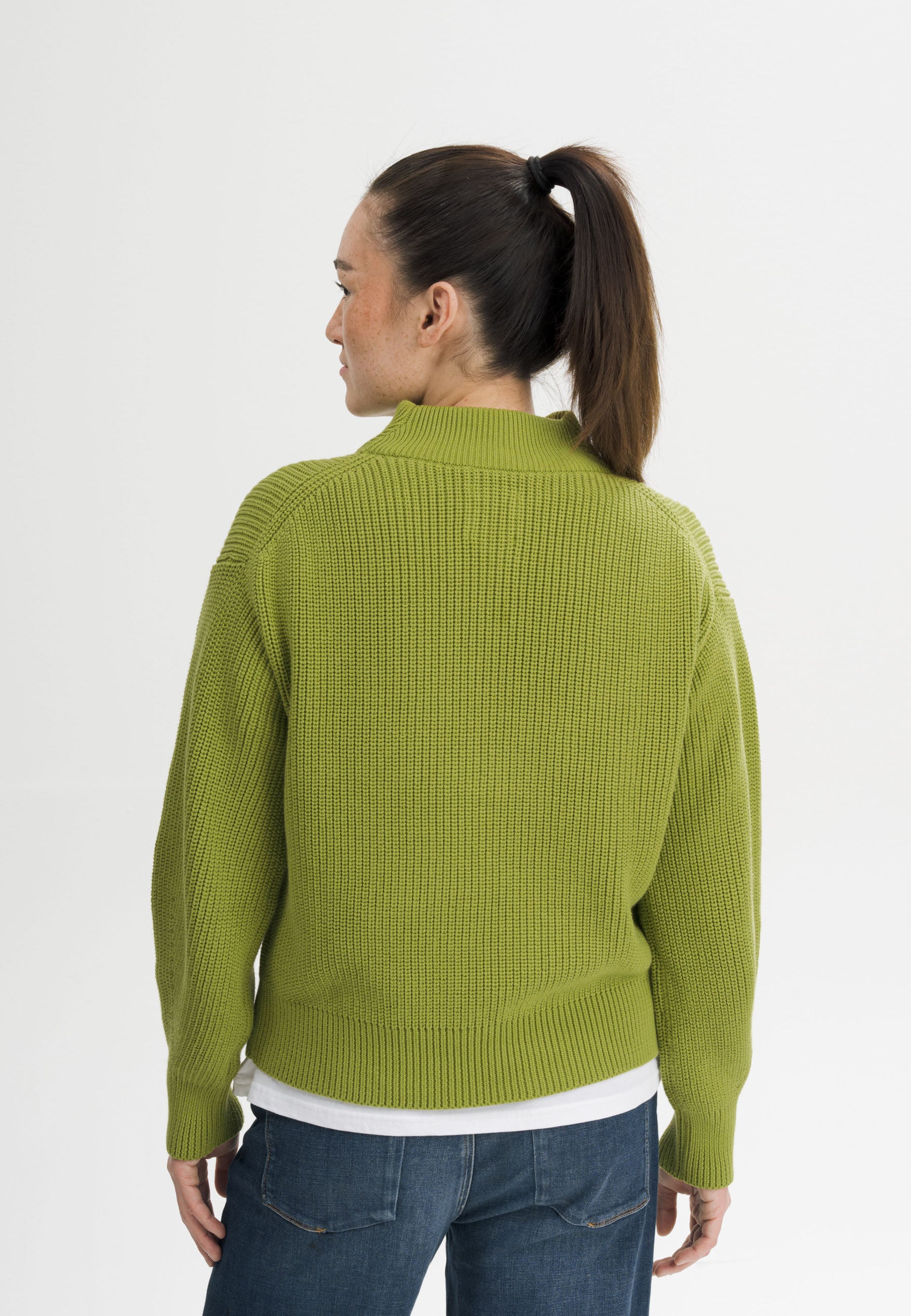 MELA womens vegan Knit Sweater Rib Kimaya Seaweed