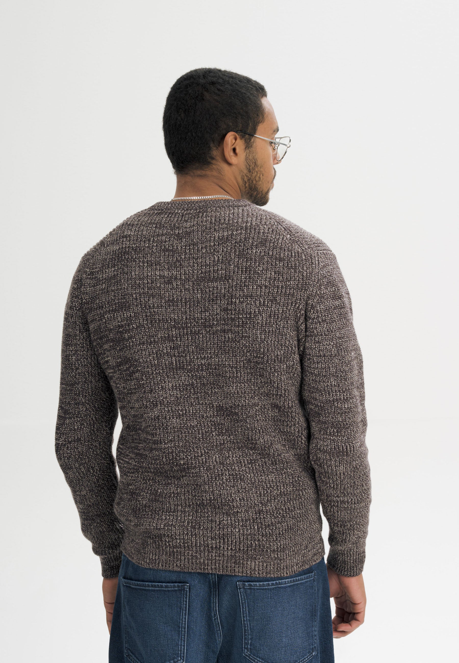 MELA men vegan Knit Sweater Ravi Brown Speckles