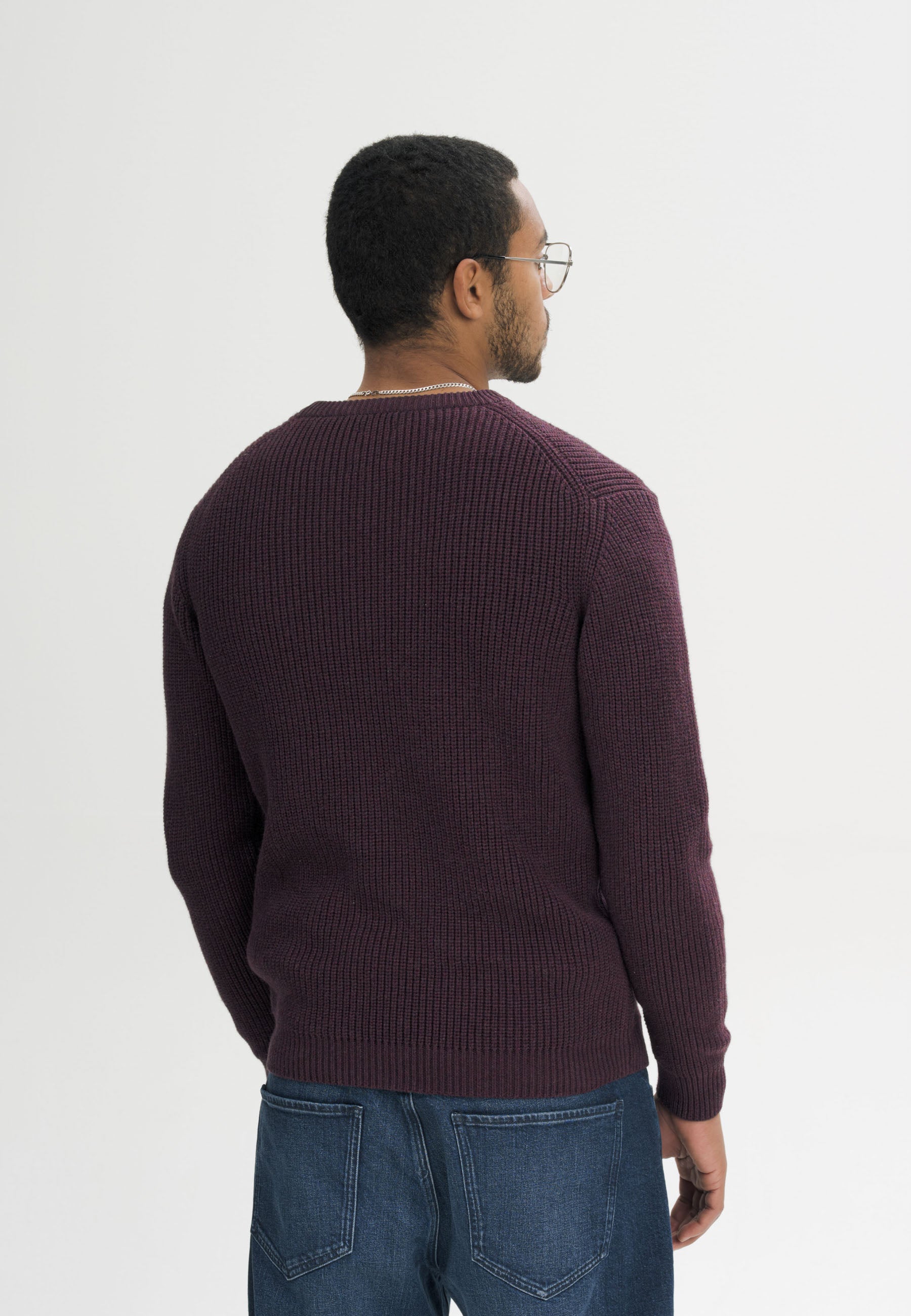 MELA men vegan Knit Sweater Ravi Elderberry Melange