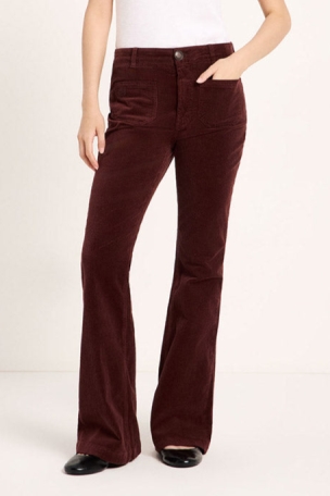 LANIUS Damen vegan Hose Mit Ausgestelltem Bein Aus Cord Schokoladenbraun