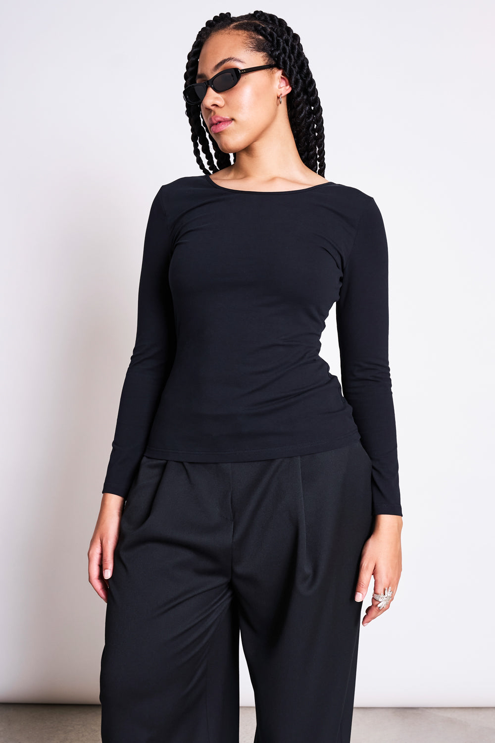 JAN N JUNE Damen vegan T-Shirt Longsleeve Leon Soft Schwarz