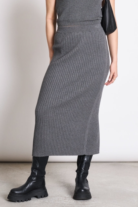 JAN N JUNE Damen vegan Strickrock Ebba Dunkelgrau