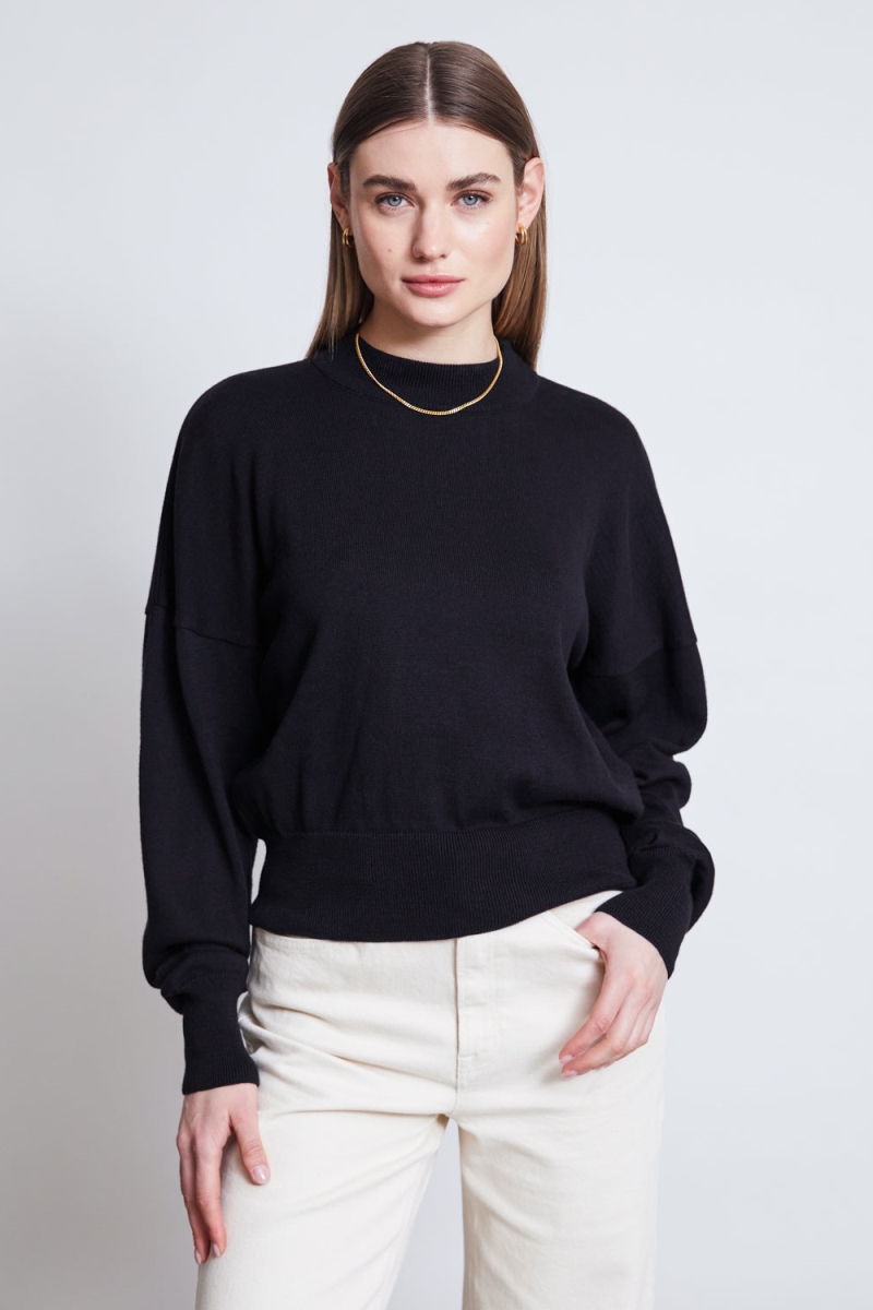 JAN N JUNE Damen vegan Pullover Yin Schwarz